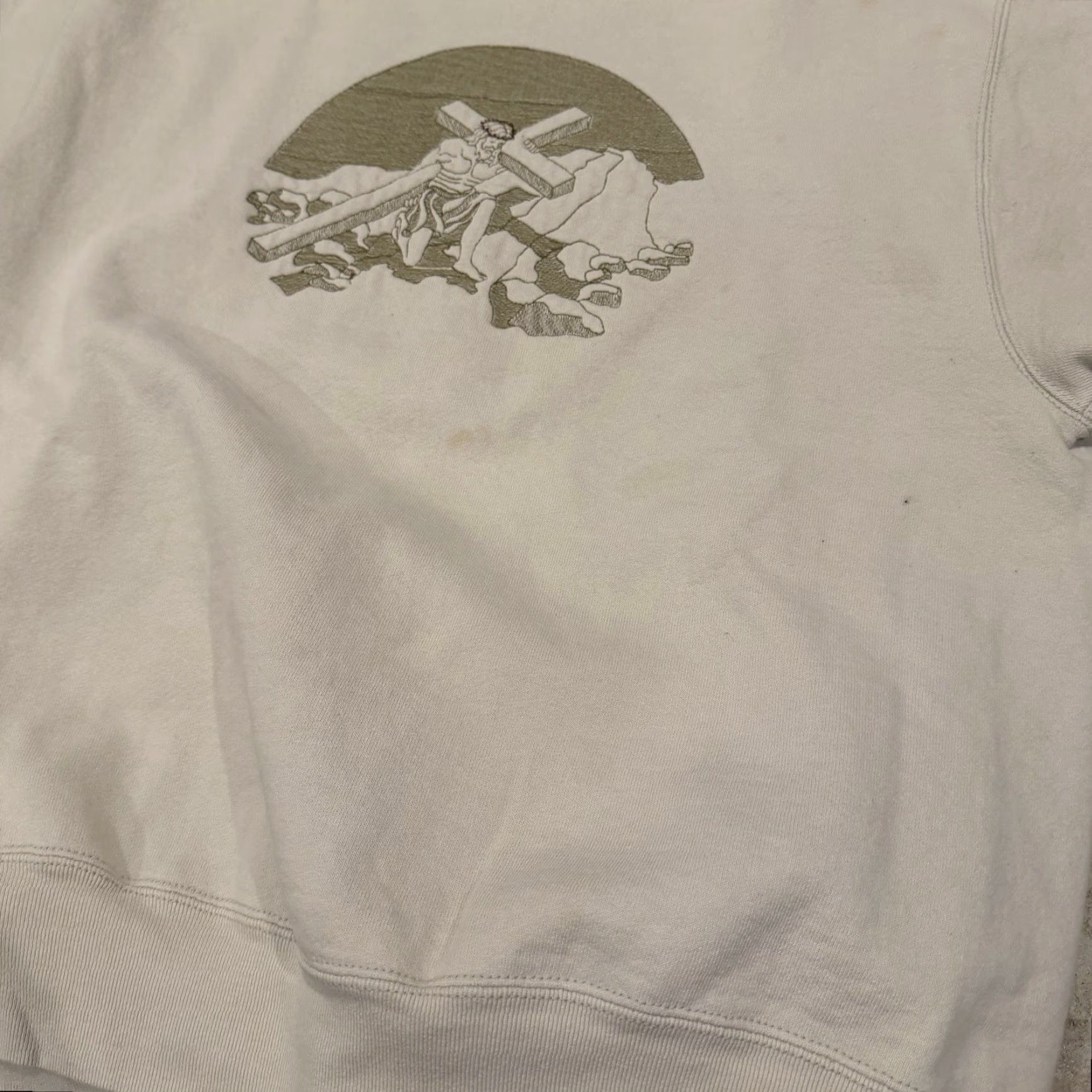 Vintage VINTAGE Jesus Sweatshirt Crewneck Beige Mens Large USA Made 90s Pullover Sweatshirt L Men Size US L / EU 52-54 / 3 - 6 Thumbnail