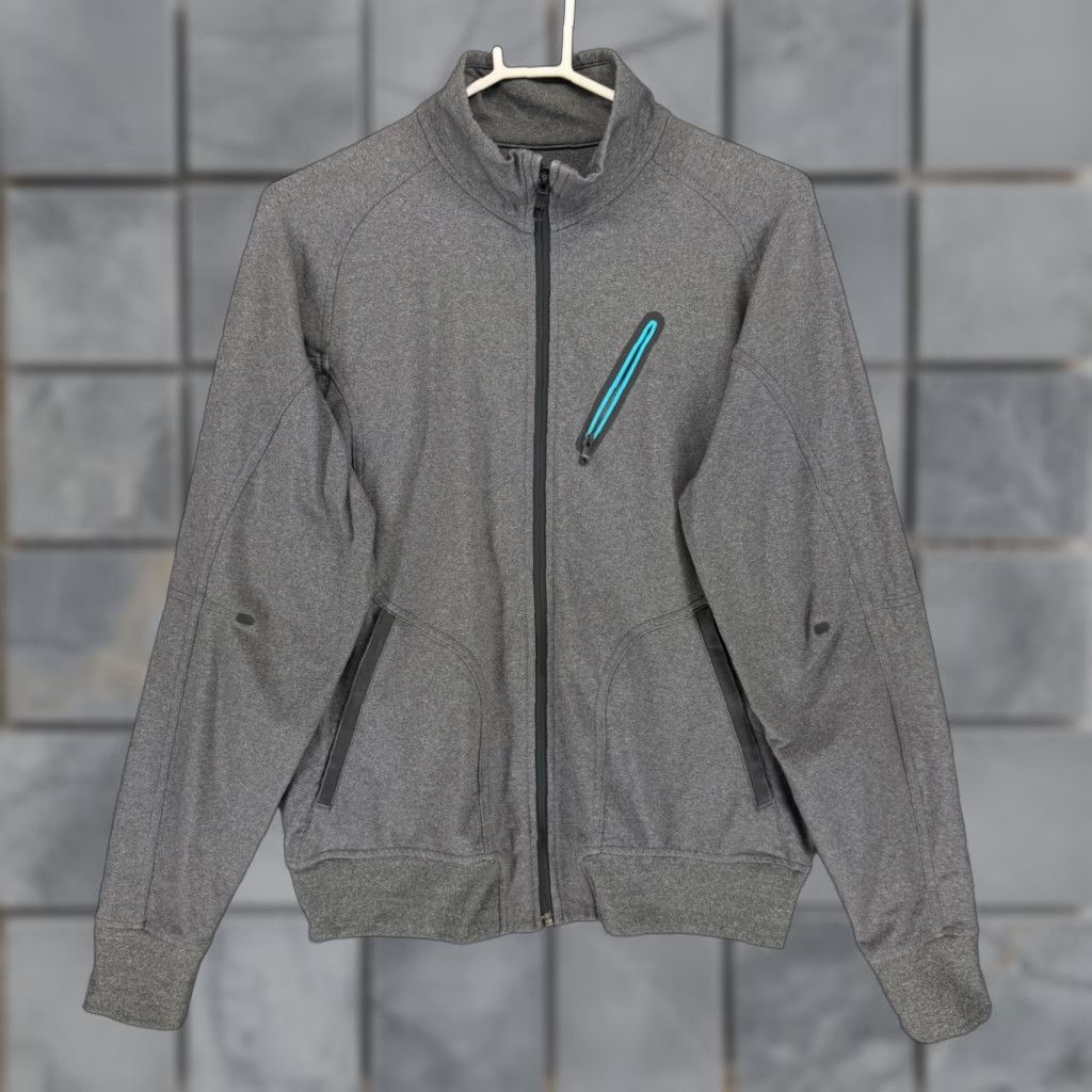 Lululemon Lululemon Mens Grey Heather Full Zip Track Jacket Mock Neck Size L Size US L / EU 52-54 / 3 - 1 Thumbnail