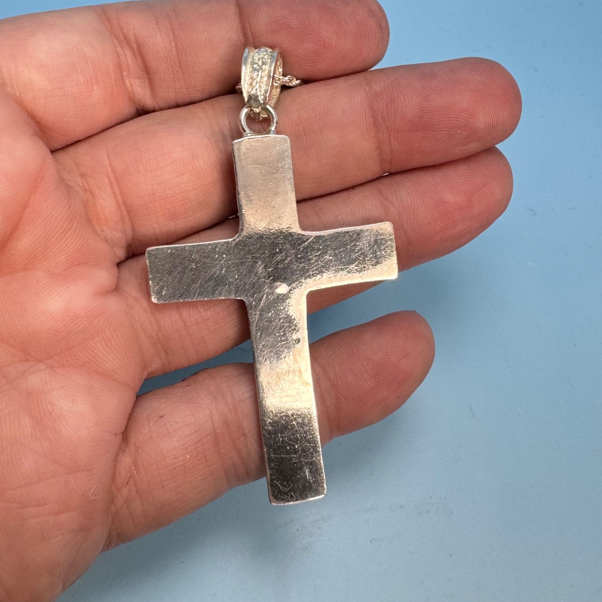 Other VTG Solid Sterling Silver 925 Textured Cross Pendant Necklac Size ONE SIZE - 5 Thumbnail