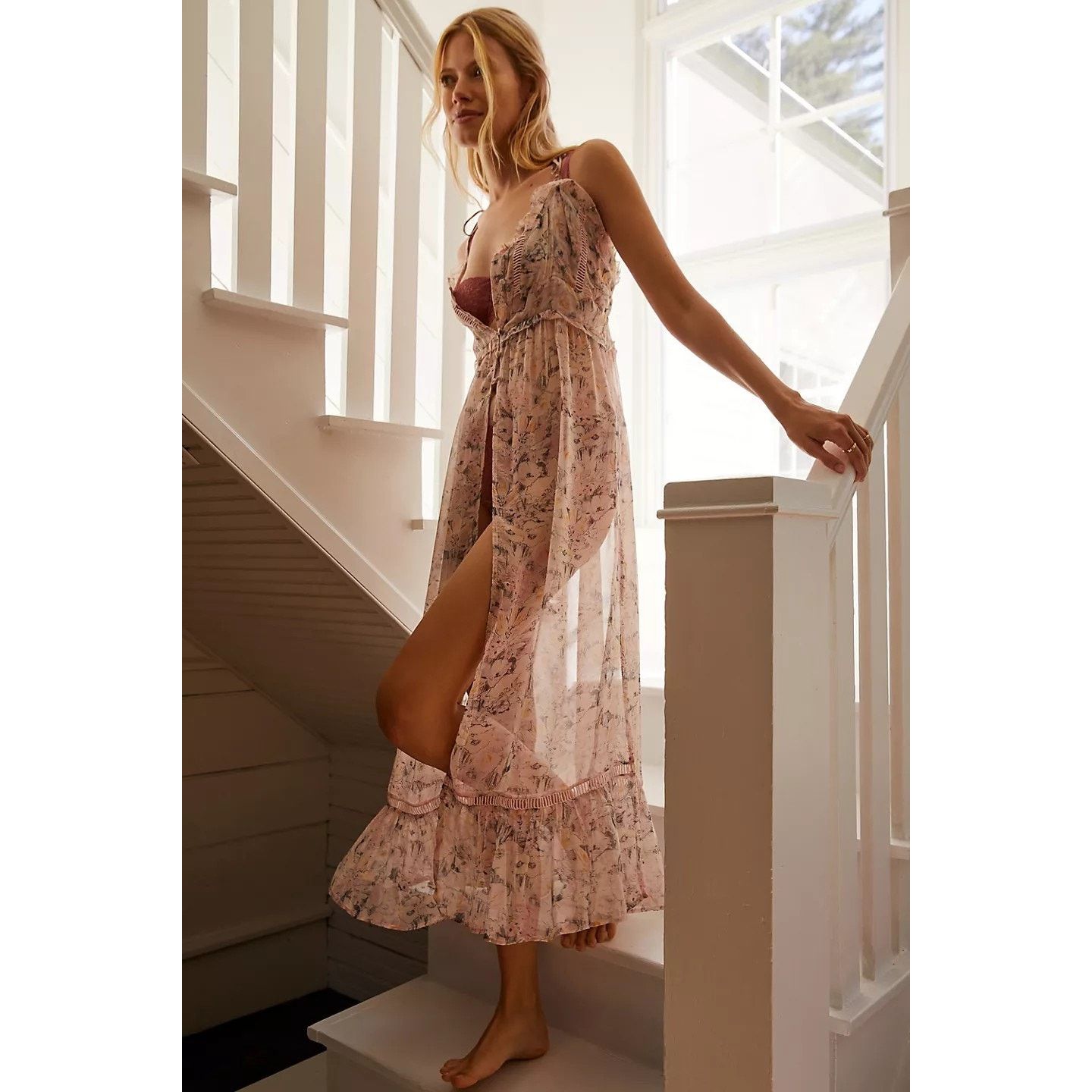 Anthropologie By Anthropologie Sheer Curtain MAXI Top $130 X-SMALL Floral Size XS / US 0-2 / IT 36-38 - 6 Thumbnail