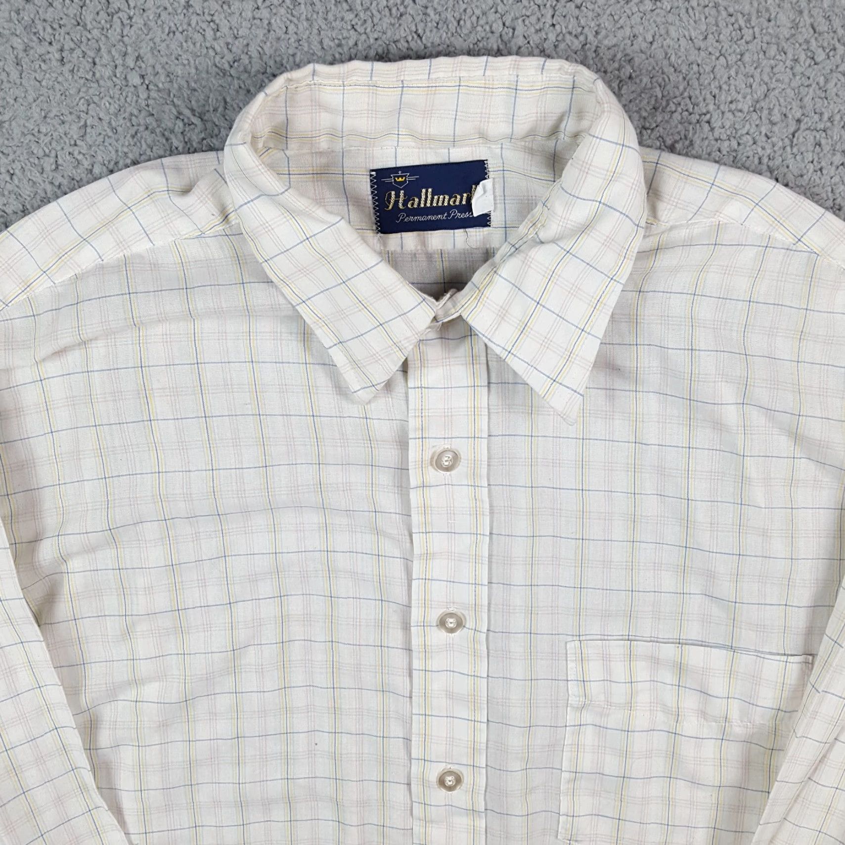 Vintage VINTAGE 80s Hallmark Checked Lightweight Button-Up Shirt Mens Medium White Collared Regular Fit Preppy Retro Size US M / EU 48-50 / 2 - 2 Thumbnail