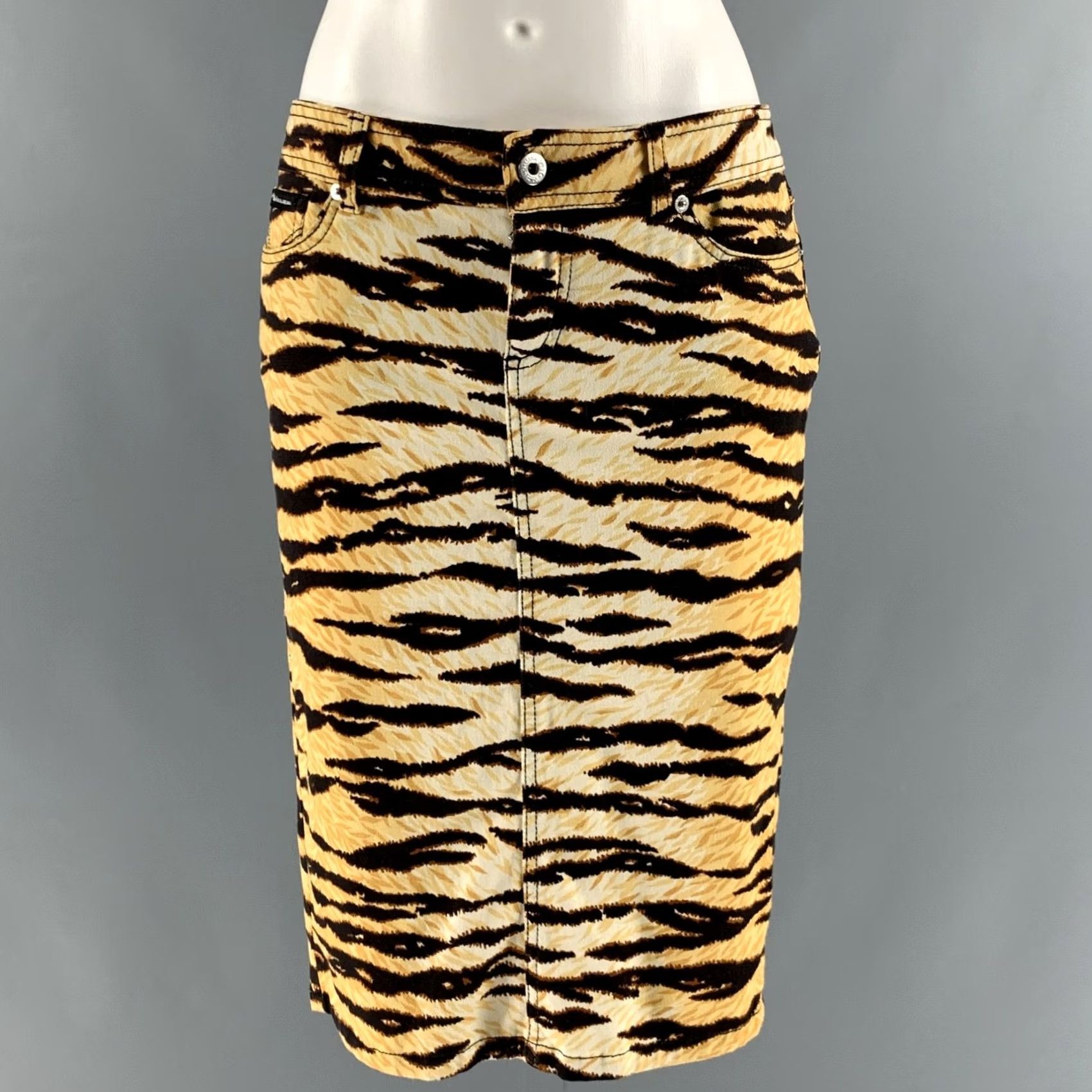 Dolce & Gabbana D&G by DOLCE & GABBANA Brown Gold Cotton Blend Skirt Sets XS Womens Outfit/Set Animal Print Italy Size 26" / US 2 / IT 38 - 5 Thumbnail