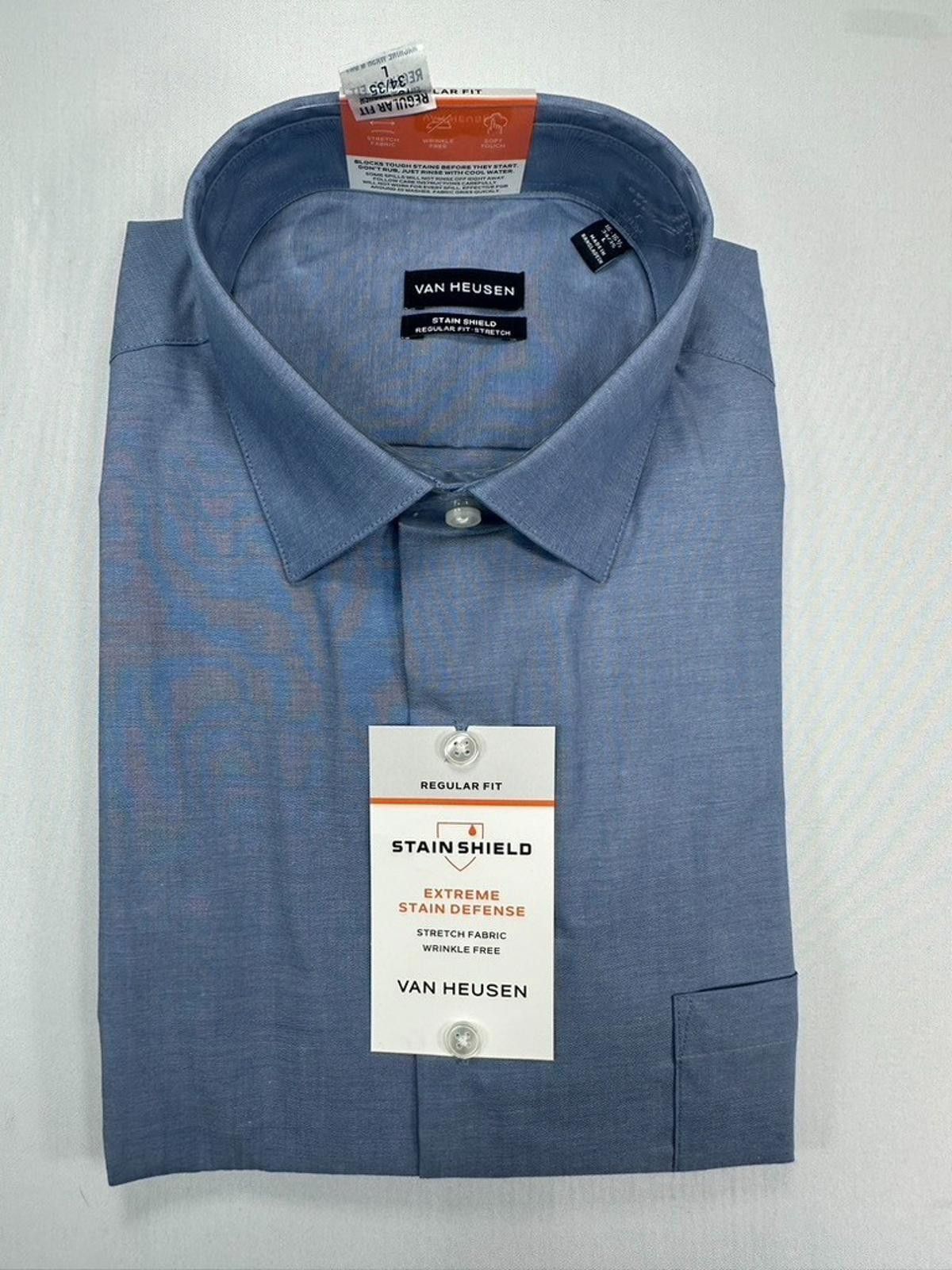 Van Heusen Van Heusen Stain Shield Stretch Regular Fit Blue Men's L Size 42R - 8 Thumbnail