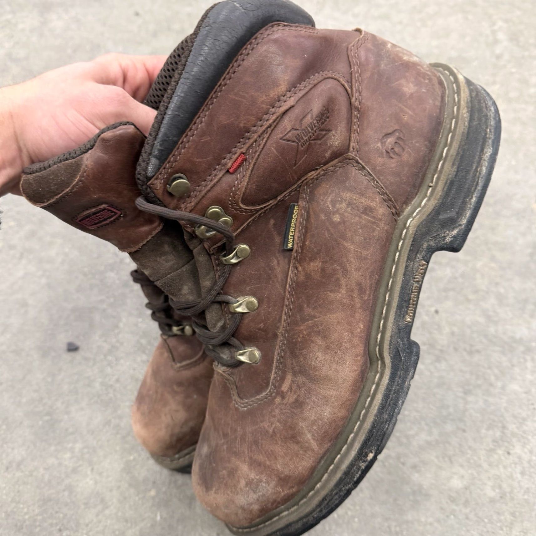 Vintage Wolverine Durashock Waterproof Leather Work Boot 10 EW WIDE W04820 Mens Leather Boot Brown Steel Toe Waterproof Durashock M Wide Size US 9 / EU 42 - 7 Thumbnail