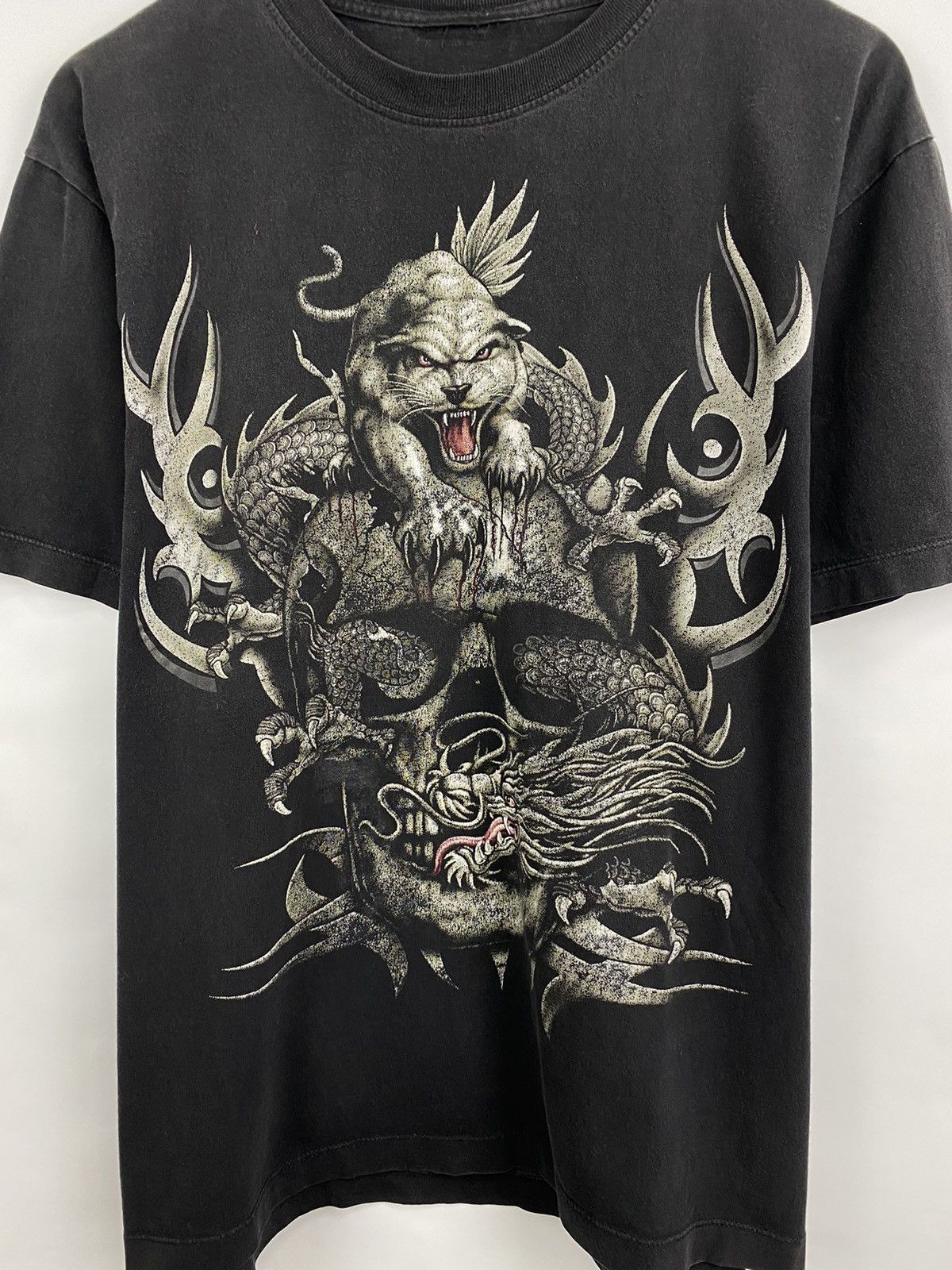 Japanese Brand 💀 Vintage 90s Skull Death Panther Dragon Japan Style t-shirt Size US XL / EU 56 / 4 - 4 Thumbnail