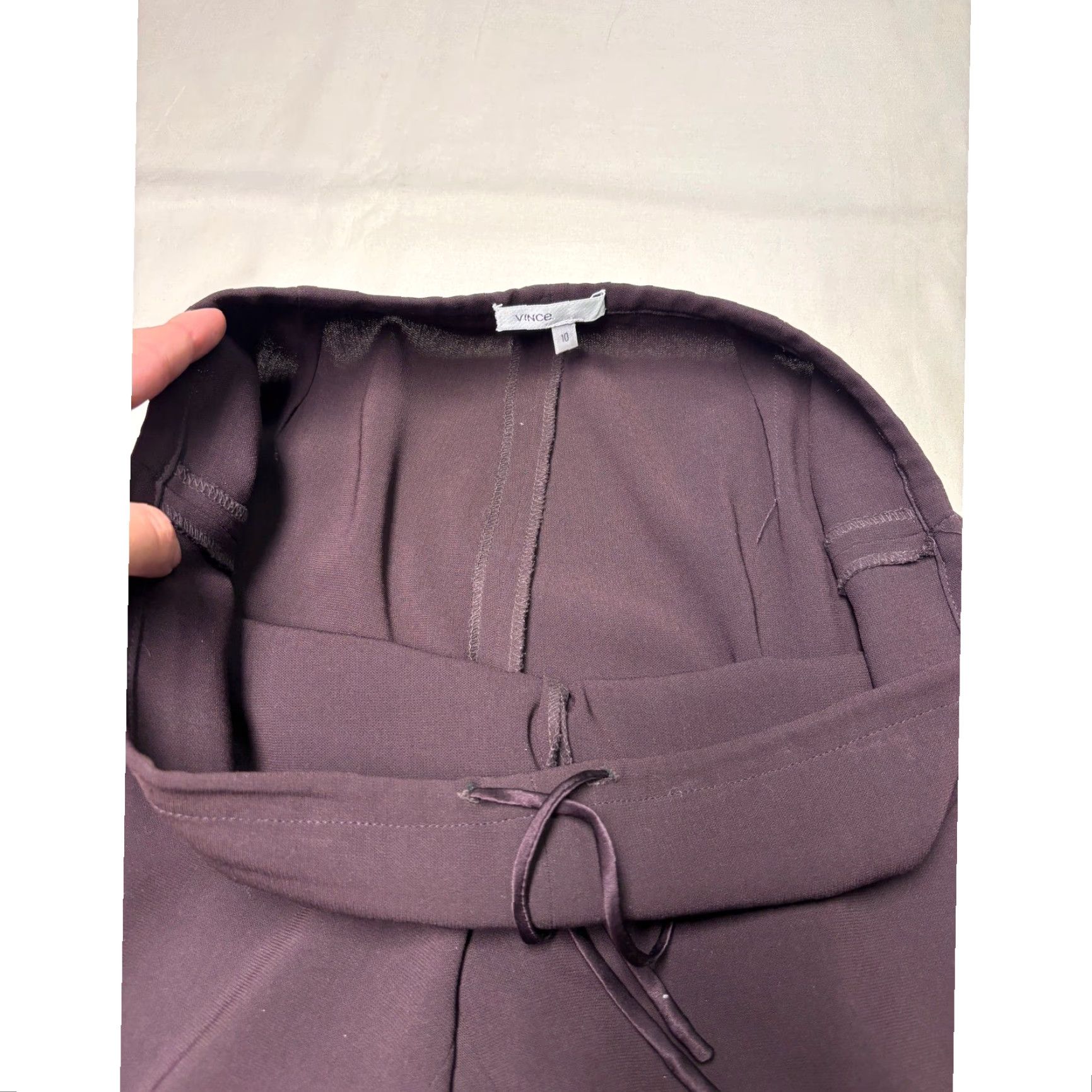 Vince Vince Women Wide-Leg Trousers Purple Cotton Size 10 W34 L30 USA Dress Pants, Business Formal, Stretch, Lined, Made in USA Size 32" / US 10 / IT 46 - 3 Thumbnail