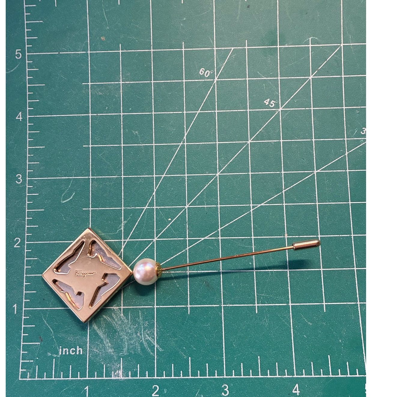 Salvatore Ferragamo Salvatore Ferragamo Gold Tone Faux Pearl Stiletto Stick Pin Size ONE SIZE - 7 Thumbnail