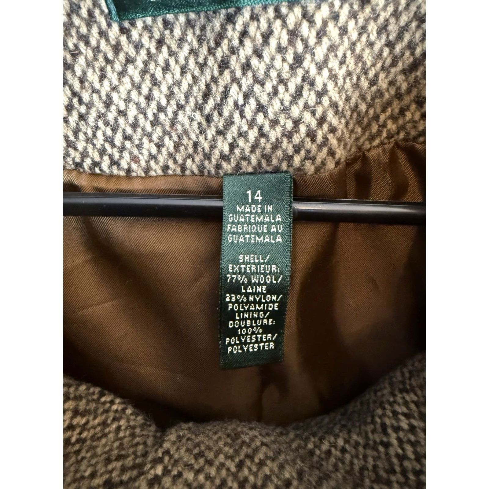 Ralph Lauren Lauren Ralph Lauren Women’s Tweed Wool Brown Coat High Neck Buckle Jacket Sz 14 Size XL / US 12-14 / IT 48-50 - 7 Thumbnail