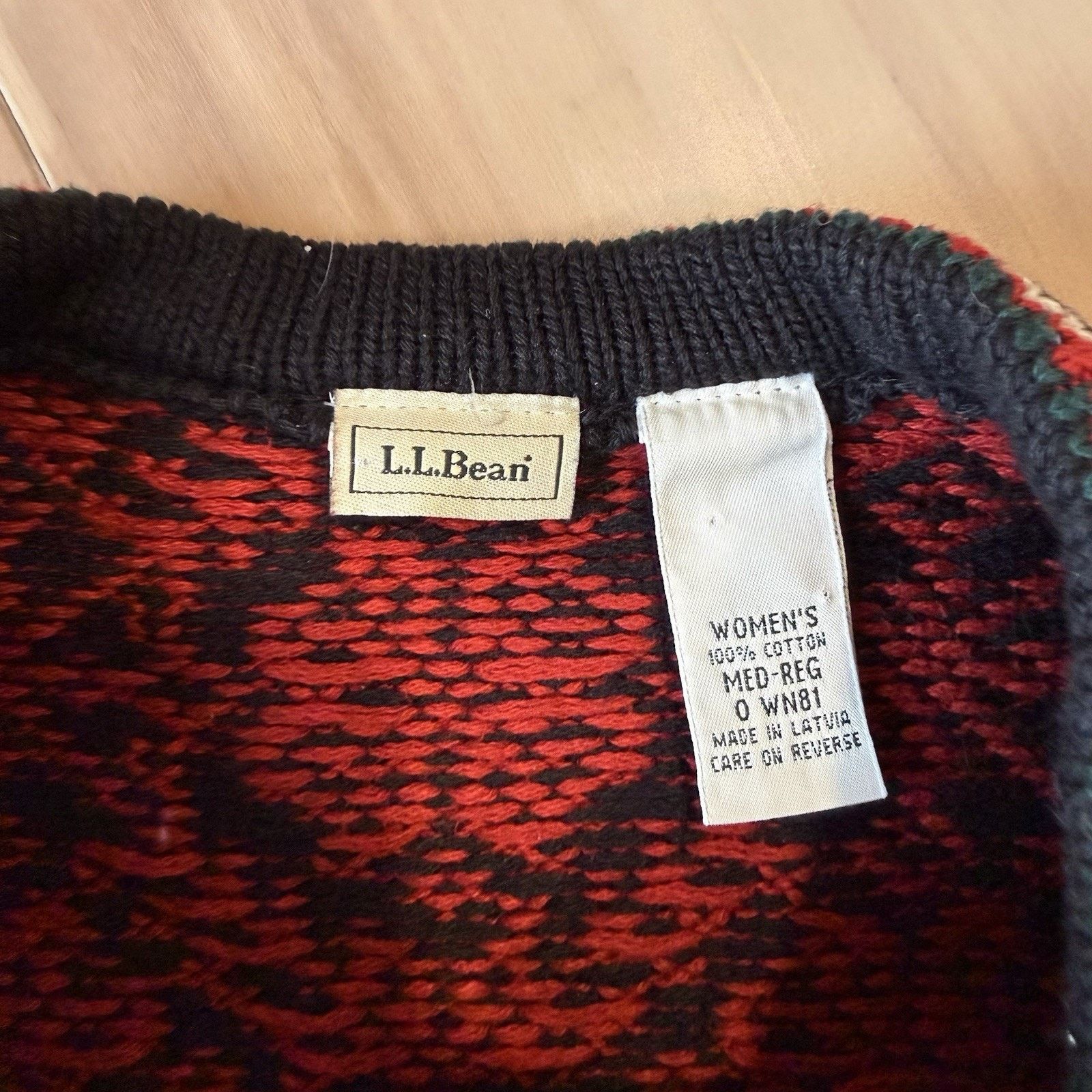 L.L. Bean Vintage LL Bean Nordic Cardigan Women's M Red Argyle Size M / US 6-8 / IT 42-44 - 8 Thumbnail