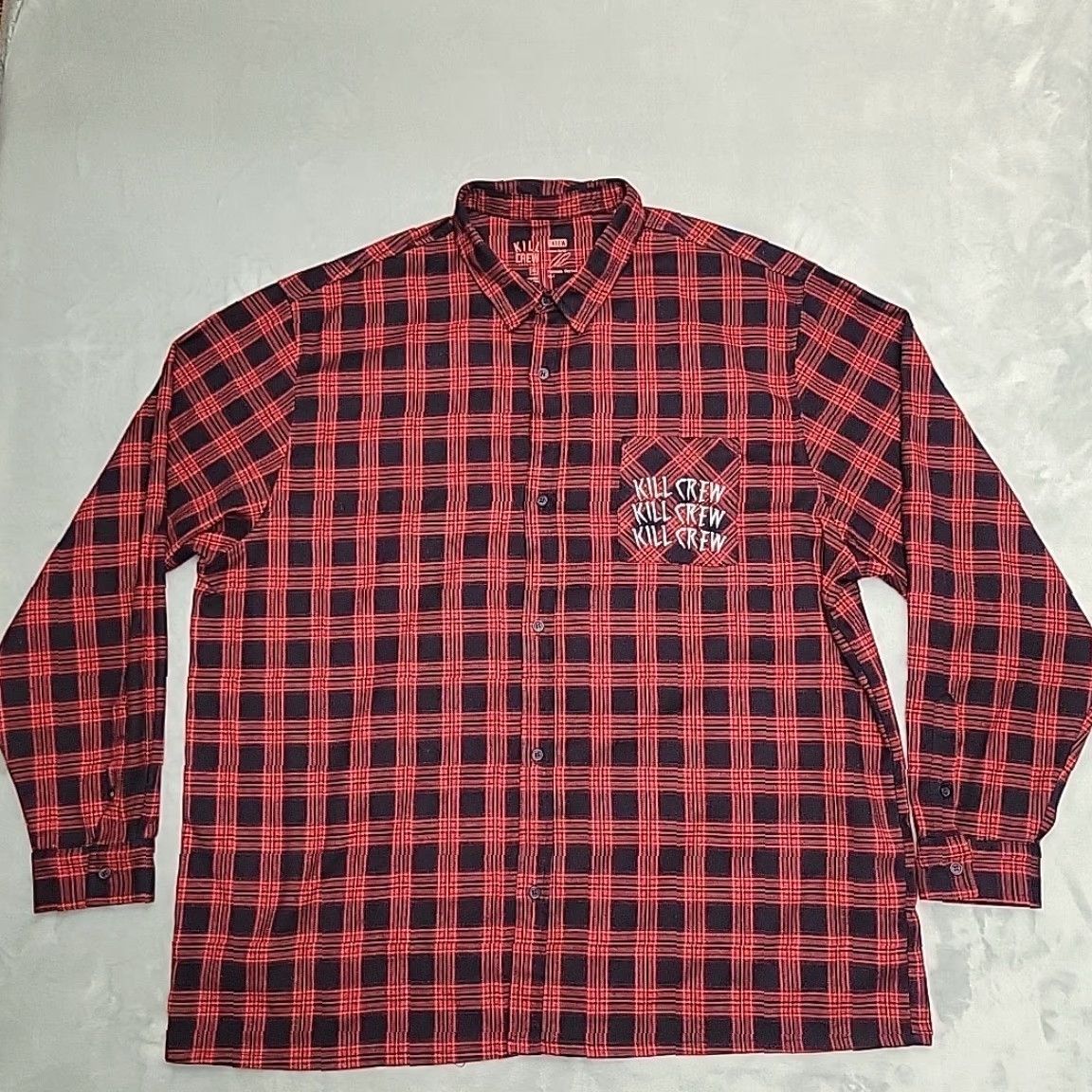 Vintage Kill Crew Shirt Men 2XL Red Porrada Series Flannel Martial Arts Mental health Button-Up Plaid Casual Size US XXL / EU 58 / 5 - 2 Thumbnail