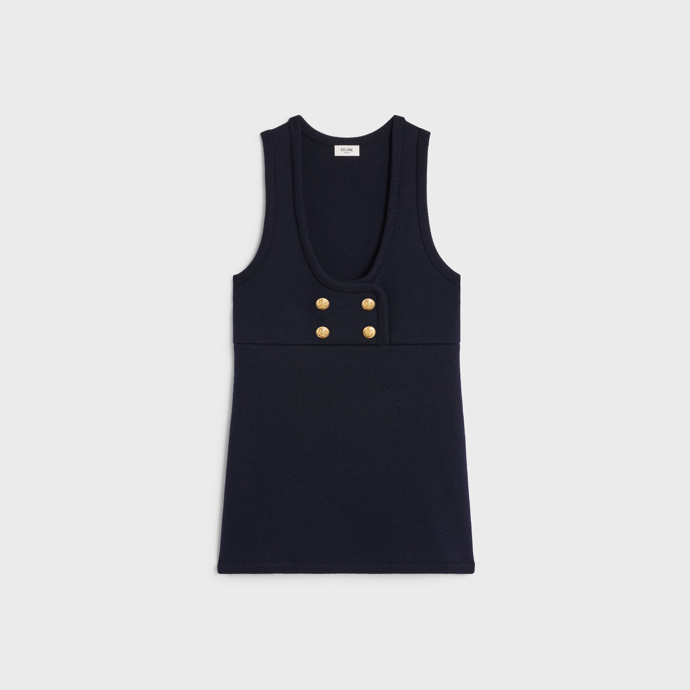 Celine TUNIC MINI DRESS IN INTERLOCK WOOL navy Size XXL / US 16-18 / IT 52-54 - 1 Thumbnail
