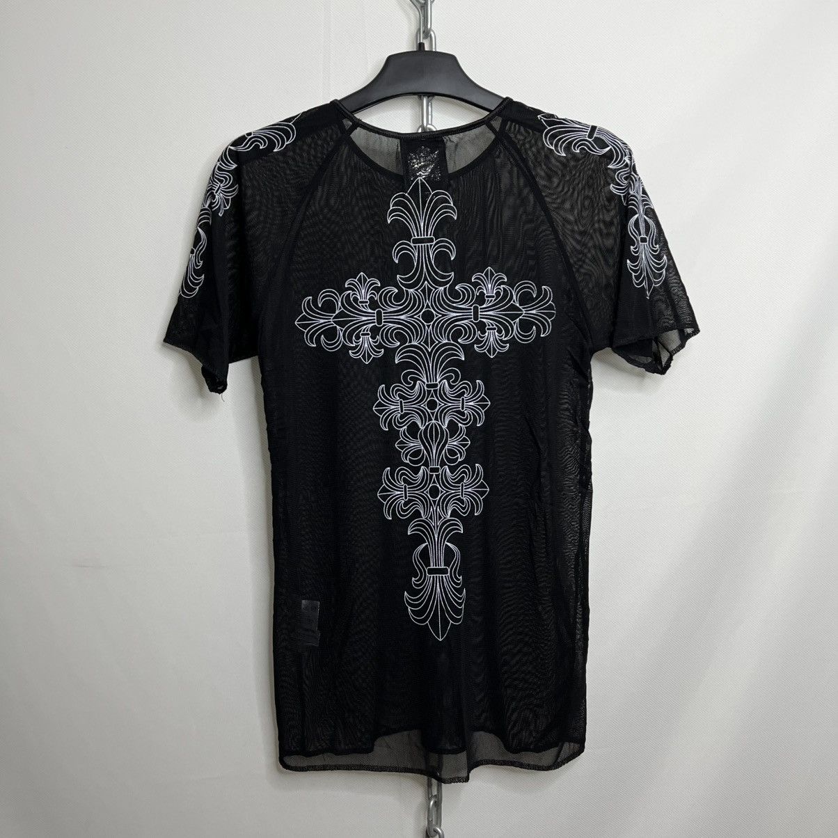 Japanese Brand MACARESTER BLACK EMBROIDERED CROSS MESH T-SHIRT Size US M / EU 48-50 / 2 - 1 Thumbnail