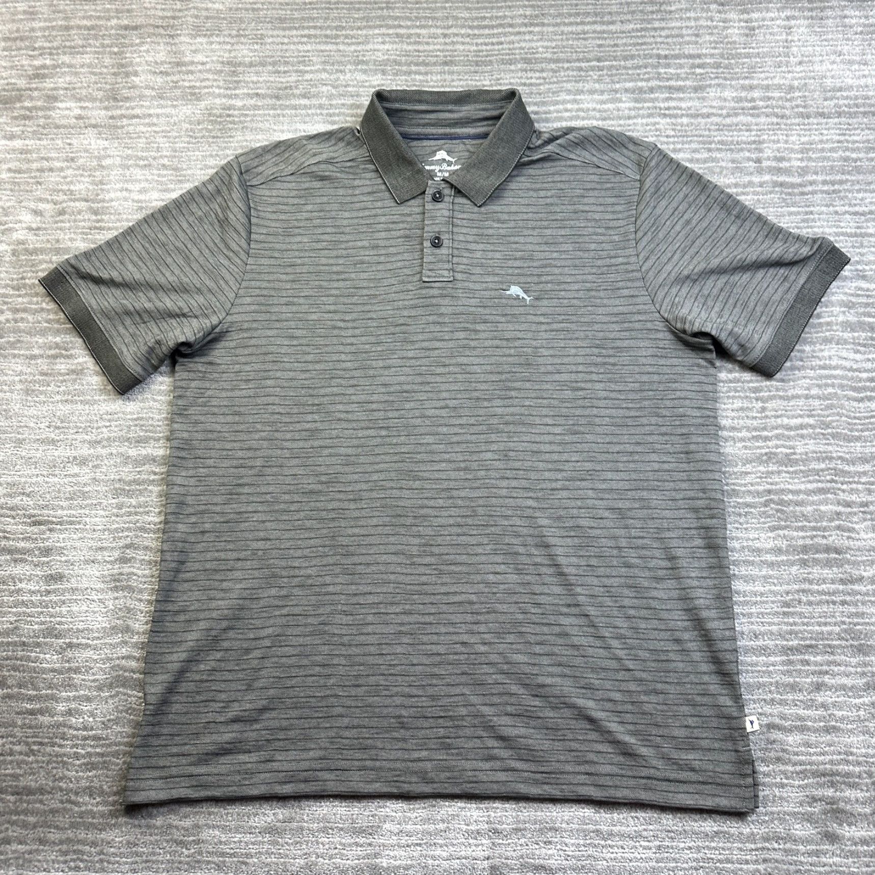 Tommy Bahama Tommy Bahama Polo Shirt Medium Gray Striped Casual Marlin Mens Size US M / EU 48-50 / 2 - 2 Thumbnail