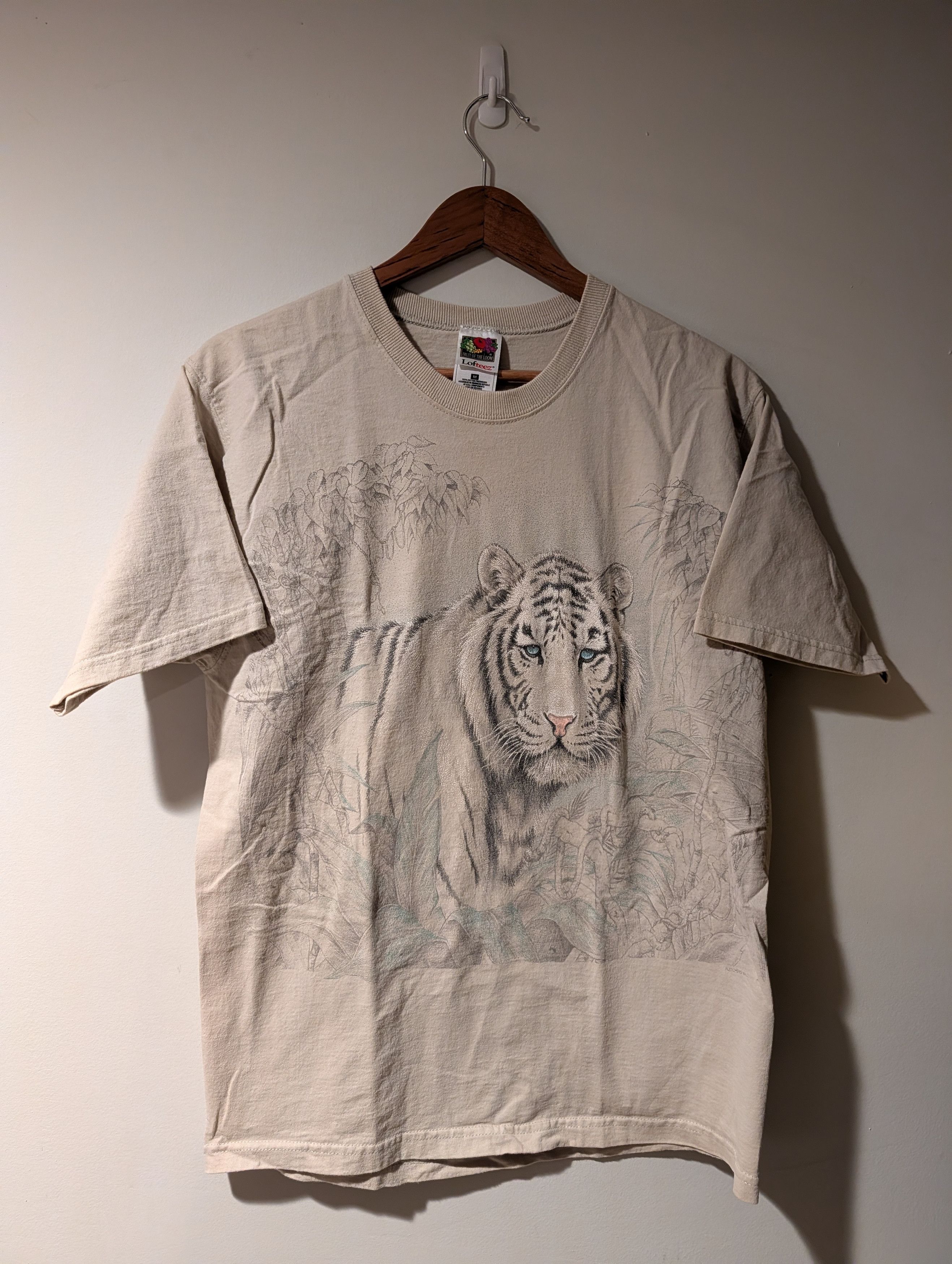 Arts & Science Vintage Fruit of the Loom Lofteez White Tiger T-Shirt Jungle Size US M / EU 48-50 / 2 - 1 Thumbnail