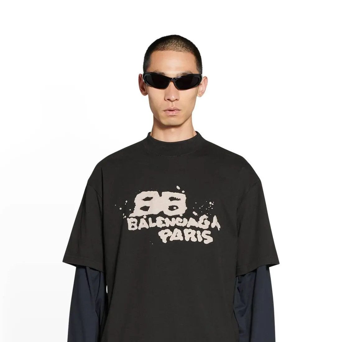 Balenciaga o1w1db10325 Hand-Drawn BB Icon T-Shirt Medium Fit in Black Size US XXL / EU 58 / 5 - 6 Thumbnail