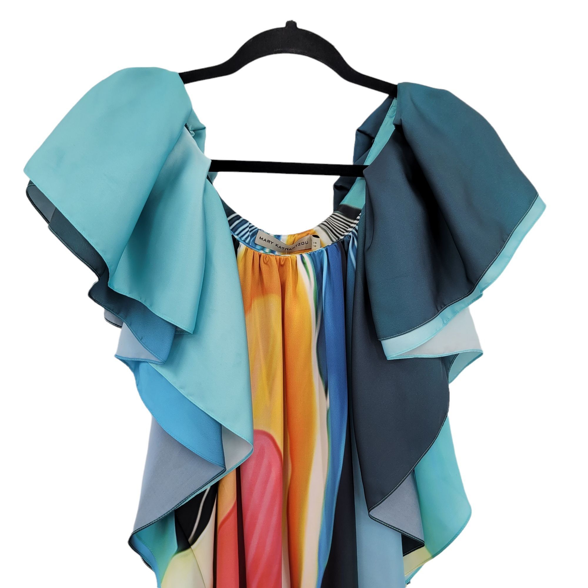 Mary Katrantzou Designer Artsy Rainbow Mini Dress Sz 10 Whimsical Fairy Flut Size L / US 10 / IT 46 - 5 Thumbnail