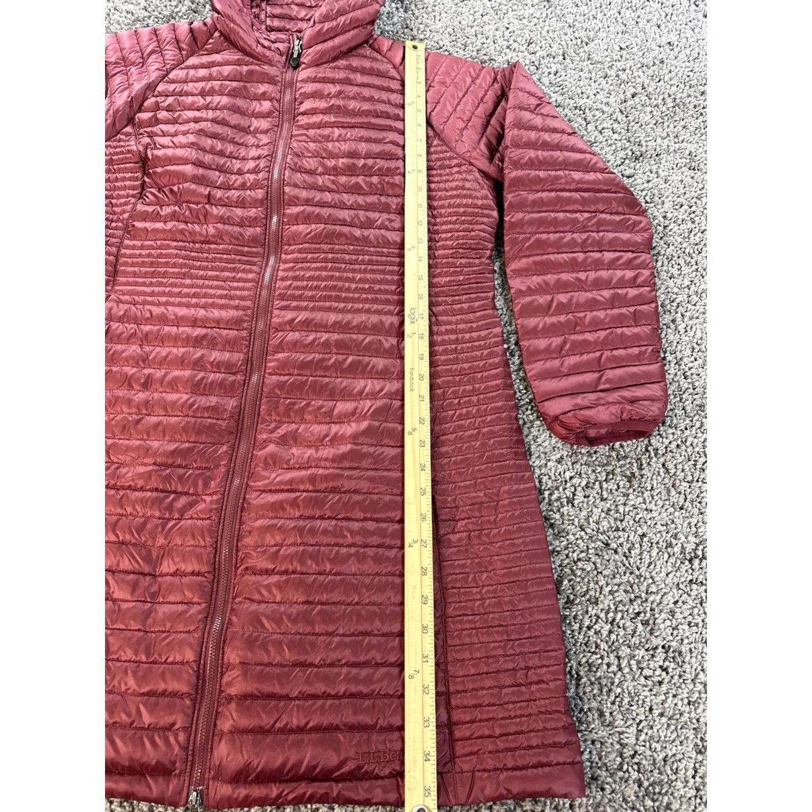 Vintage L.L. Bean Down Jacket Parka Hooded Women Large Red Plum Ultralight 850 Pertex Nylon Long Sleeve Zip Size L / US 10 / IT 46 - 2 Thumbnail