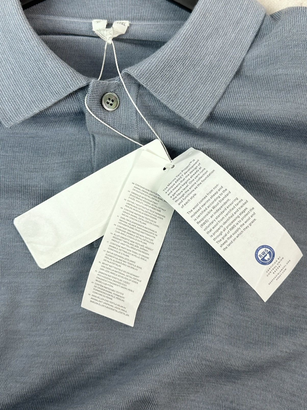 Arket NEW Arket Wool Grey-Blue Long Sleeve Men’s Polo Sweater Size US XL / EU 56 / 4 - 9 Thumbnail