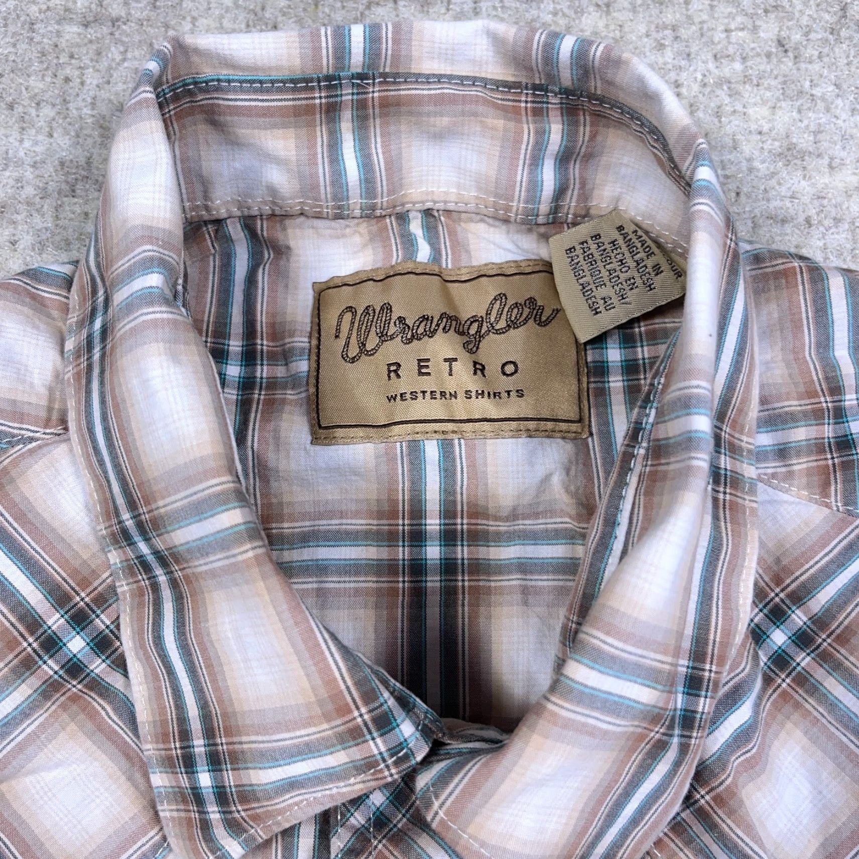 Wrangler VINTAGE Wrangler Retro Shirt Men Large Brown Plaid Pearl Snap Yoke Cowboy Rodeo Western Size US XL / EU 56 / 4 - 4 Thumbnail