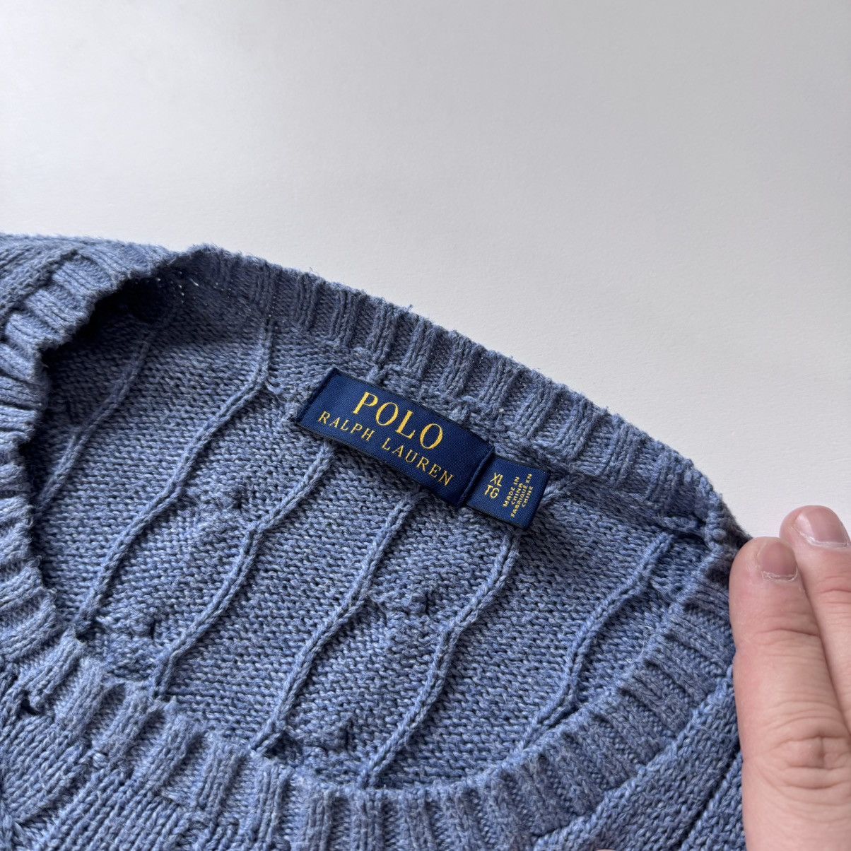Polo Ralph Lauren × Ralph Lauren Polo Ralph Lauren Cable Knit Blue Sweater Jumper Old money Size US XL / EU 56 / 4 - 3 Thumbnail