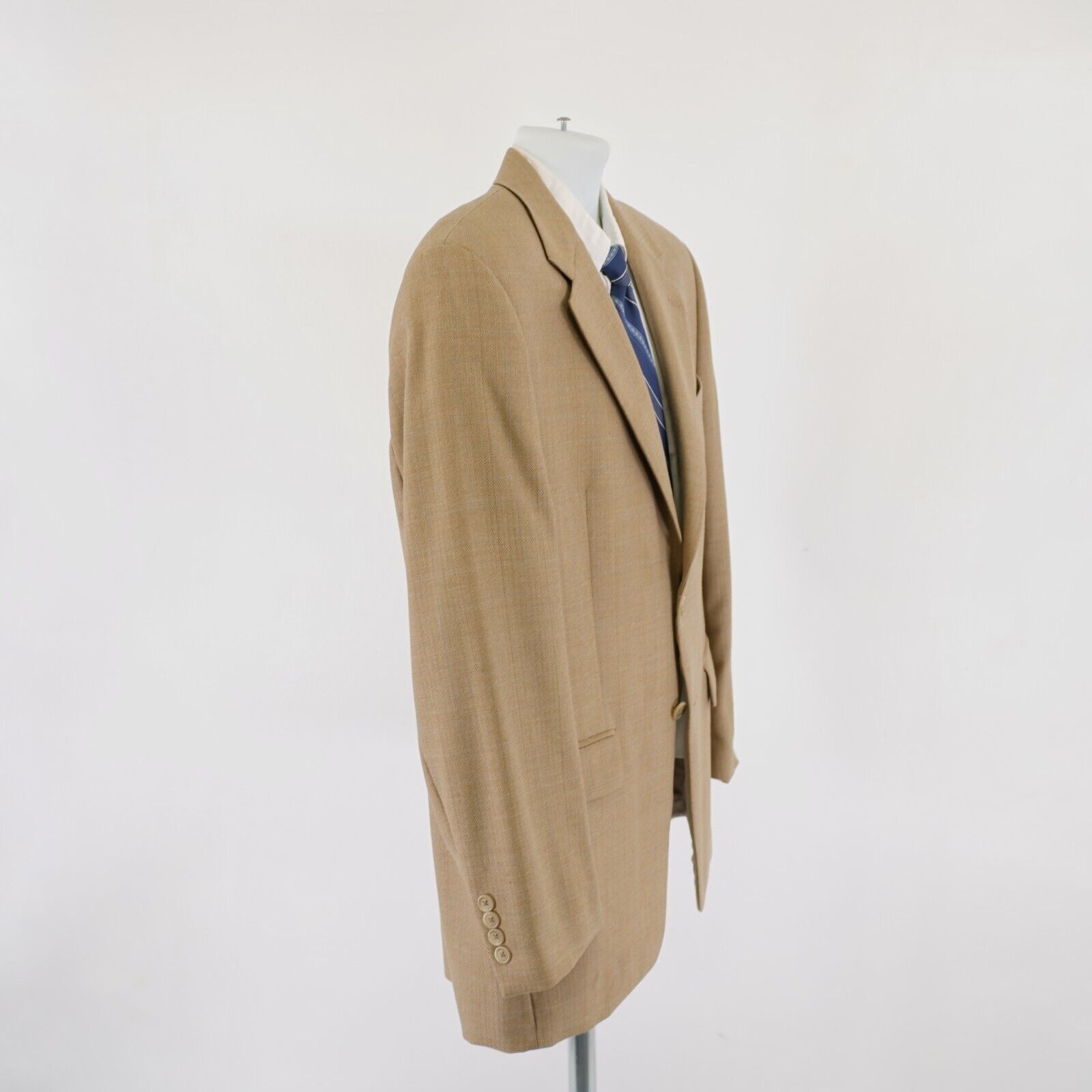 Chaps Ralph Lauren Chaps Ralph Lauren Tweed Wool Tan Herringbone Blue Windowpan Size 42R - 7 Thumbnail