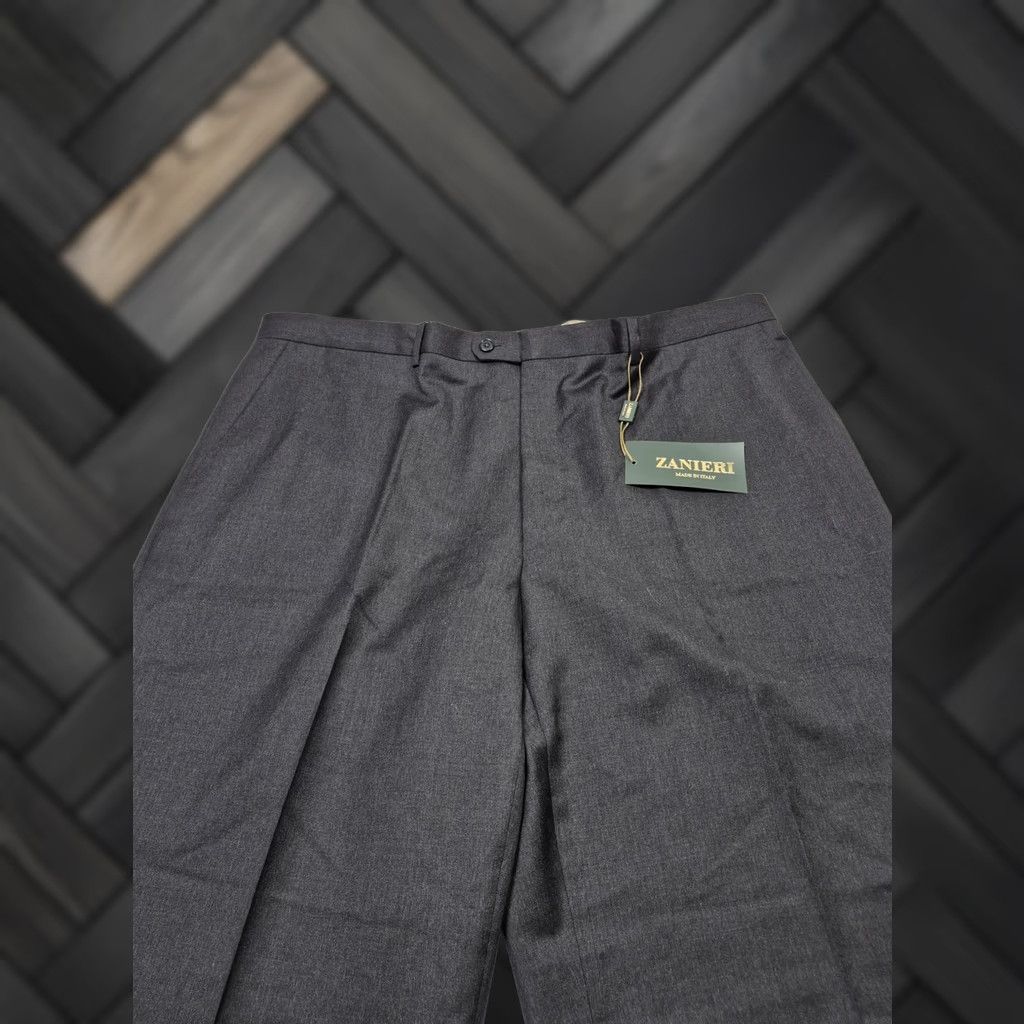 Vintage Zanieri Dress Pants Men's 46x36 Gray Wool Flat Front Straight Unhemmed Italy NWT Size US 30 / EU 46 - 1 Thumbnail