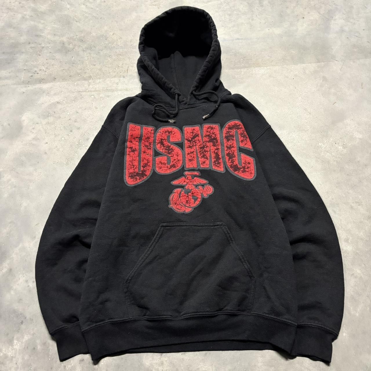 Japanese Brand × Vintage Crazy Vintage Y2K/2000s Black USMC Marines Streetwear Graphic Hoodie! Size US S / EU 44-46 / 1 - 1 Thumbnail