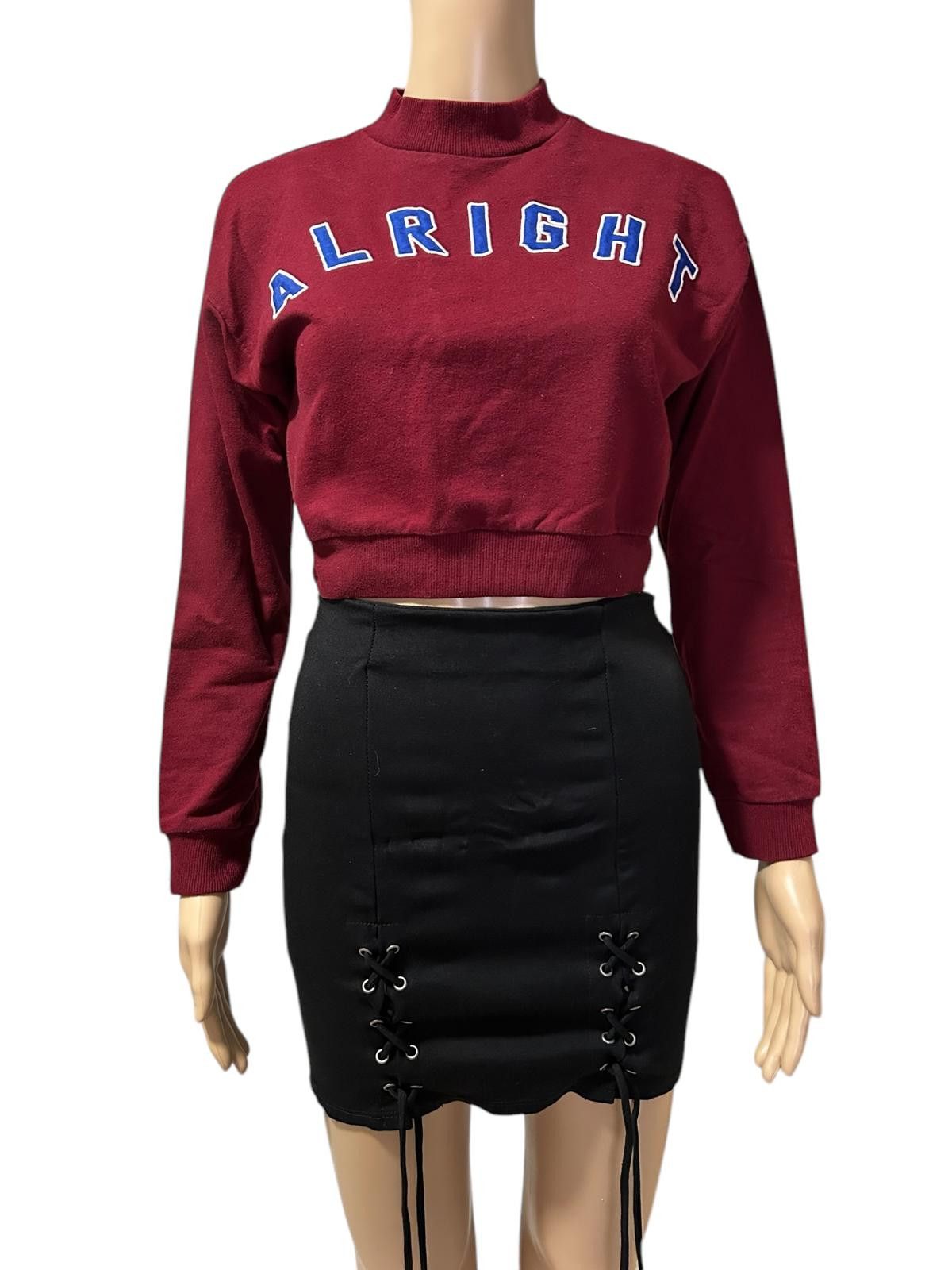 Forever 21 ALRIGHT Cropped Sweatshirt - Vintage Style Size S / US 4 / IT 40 - 1 Thumbnail