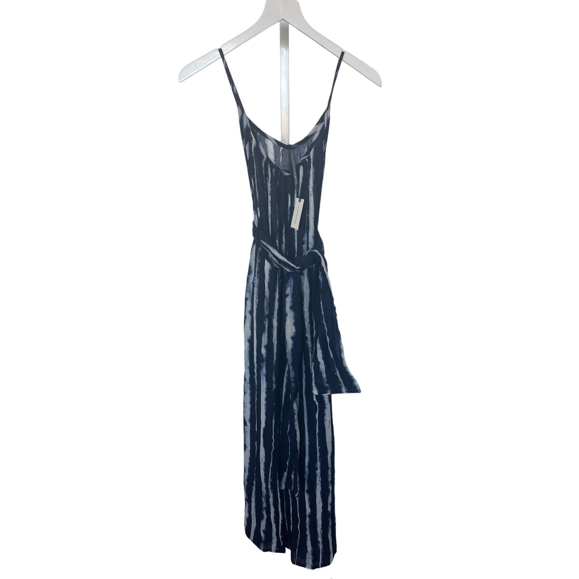 Anthropologie Anthropologie Navy Tie-Dye Striped Jumpsuit Tie Detail Size 26" / US 2 / IT 38 - 5 Thumbnail