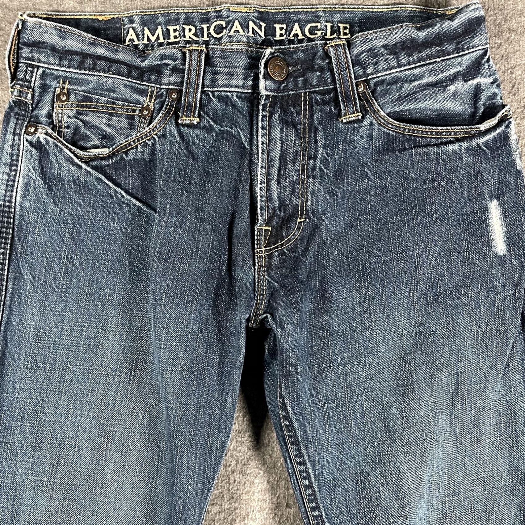 American Eagle Outfitters American Eagle Jeans Mens 30x30 Blue Straight Jeans Distressed Denim Hong Kong Regular Straight Mens 30 Blue Denim Distressed Pockets Logo Size US 30 / EU 46 - 2 Thumbnail