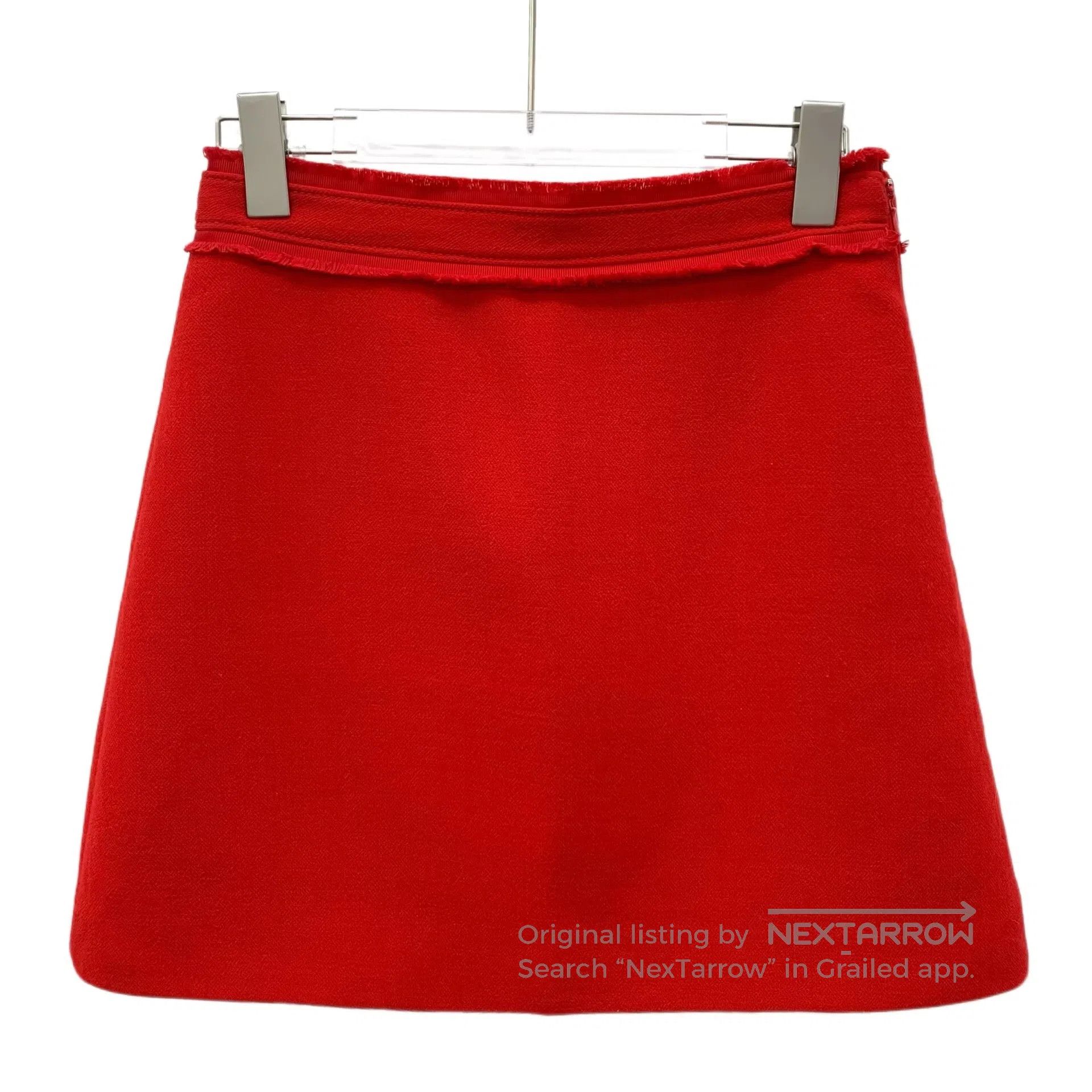 Miu Miu Miu Miu Red Lace Design Wool Casual Skirt| Size 41" - 1 Thumbnail