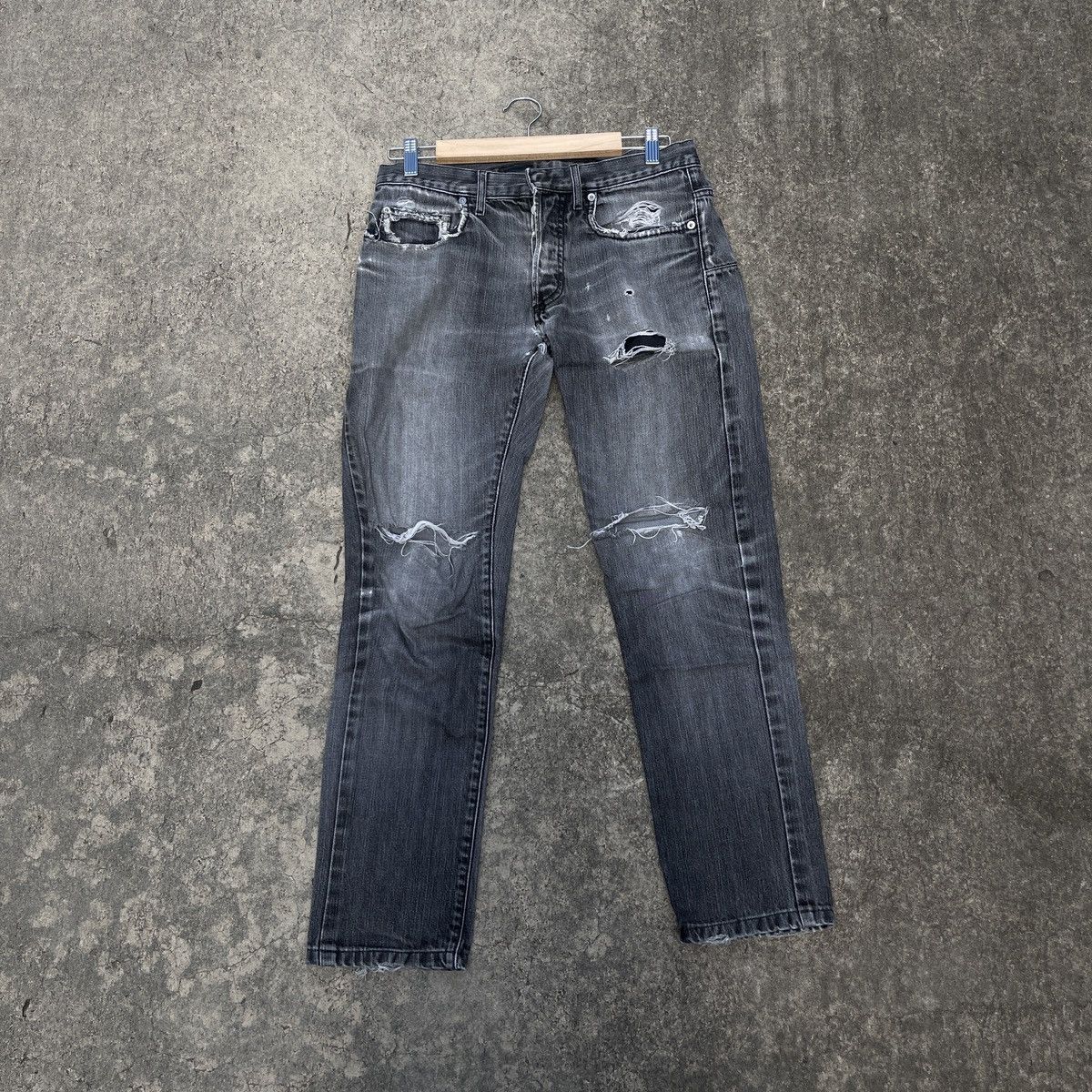 image of Dior Distressed Denim Jeans in Black, Men's (Size 30)