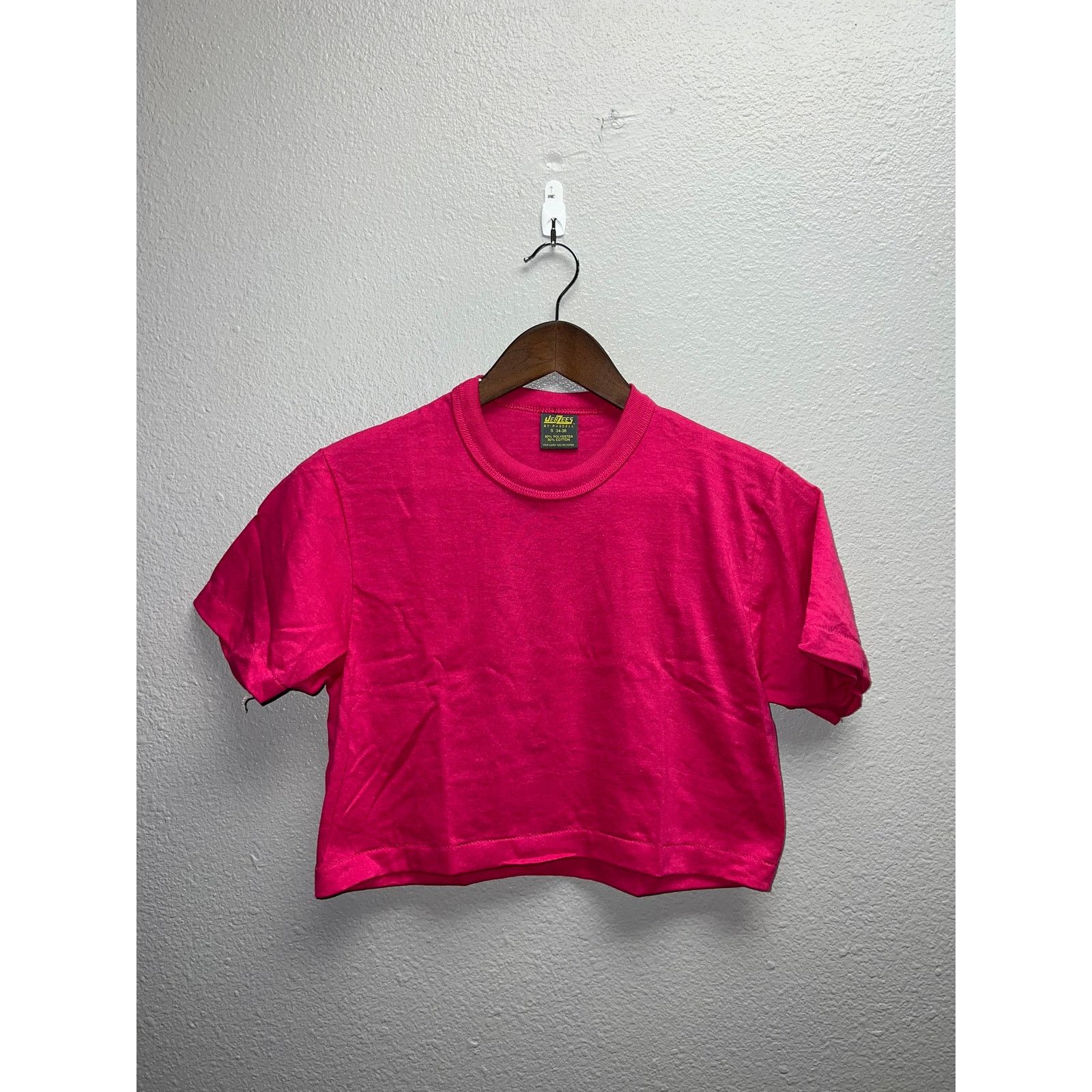 Jerzees 80s Women's Vintage Jerzees Russell Pink Crop Top Shirt S Size S / US 4 / IT 40 - 1 Thumbnail