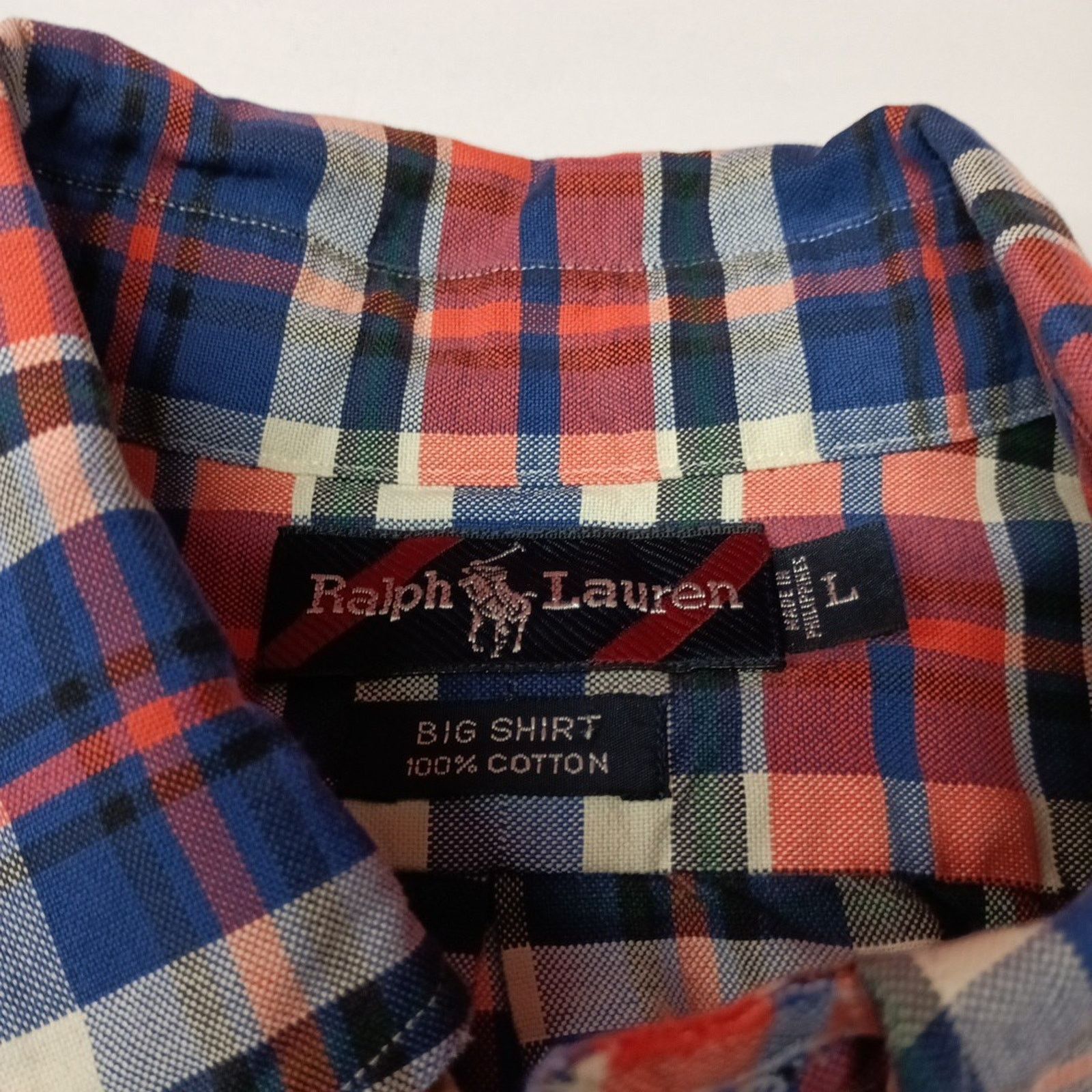 Ralph Lauren Ralph Lauren Men's Big Shirt Size L Blue Orange Plaid Cotton Size US L / EU 52-54 / 3 - 4 Thumbnail