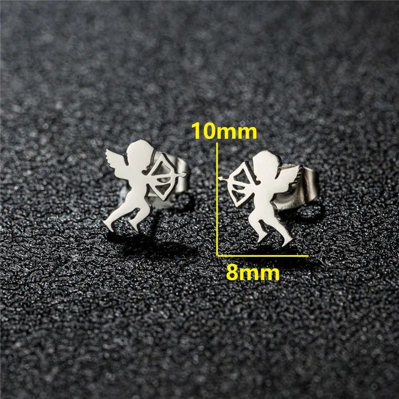 Jewelry Romantic Cupid Angel Stud Earrings Charm Earring Gift Size ONE SIZE - 2 Thumbnail