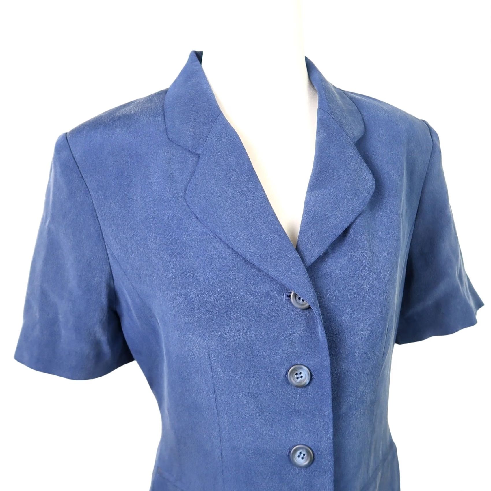 Charter Club 90s Charter Club Navy Blue Silk Short Sleeve Blazer Jacket 8P Size 30" / US 8 / IT 44 - 3 Thumbnail