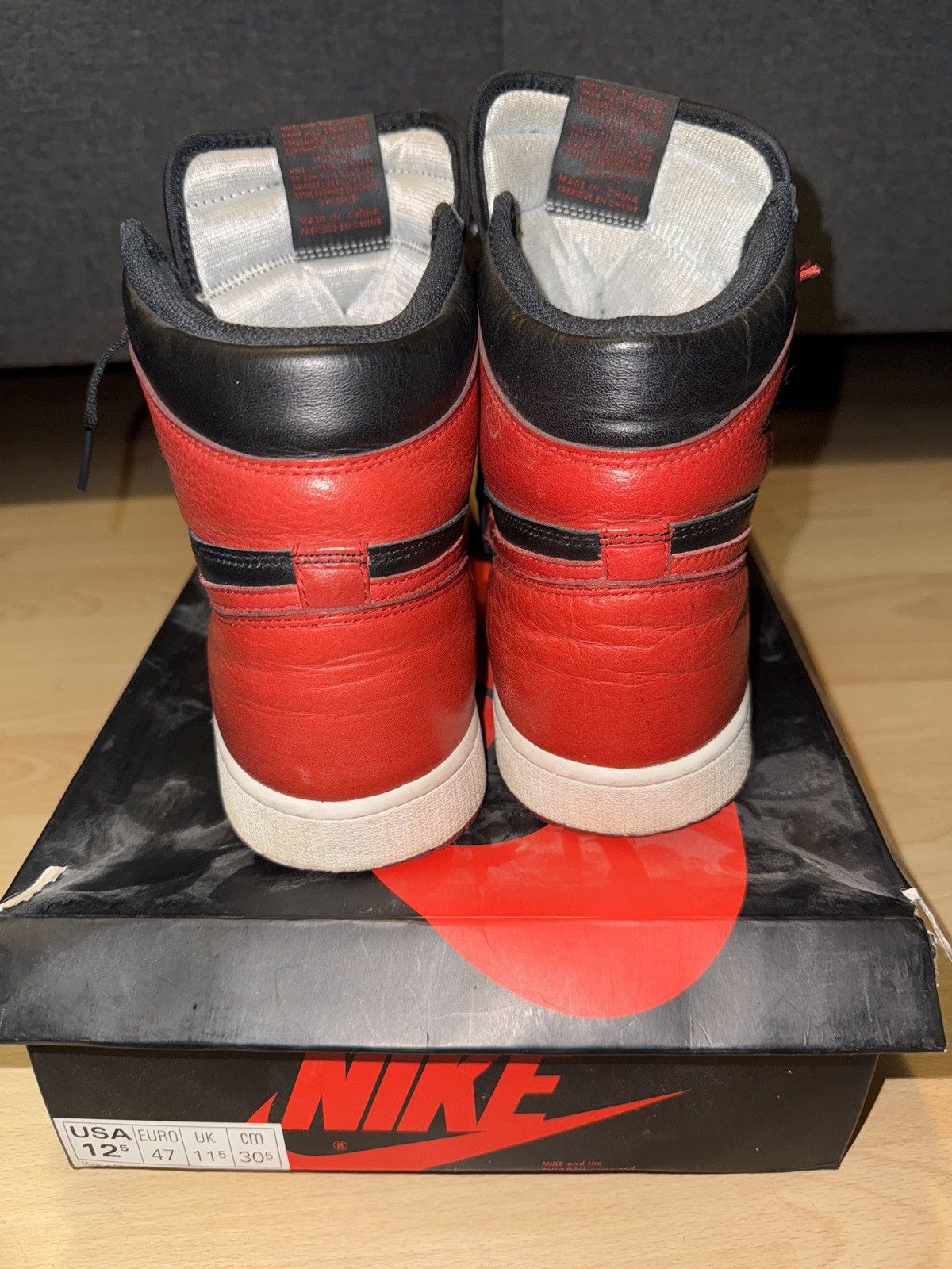 Jordan Brand × Nike Nike Air Jordan 1 Retro High OG Bred Size US 12.5 / EU 45-46 - 7 Thumbnail