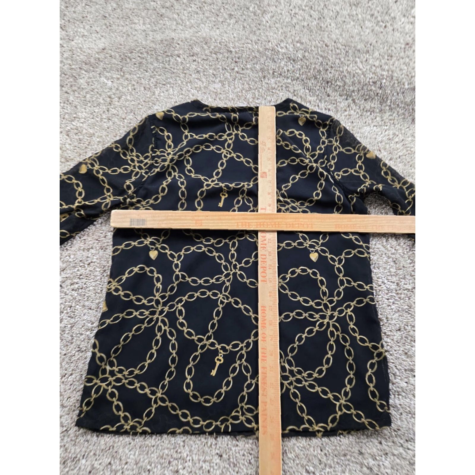 Banana Republic Banana Republic Blouse Womens Small Black Chain Lock Key Print Long Sleeve Top Size S / US 4 / IT 40 - 7 Thumbnail