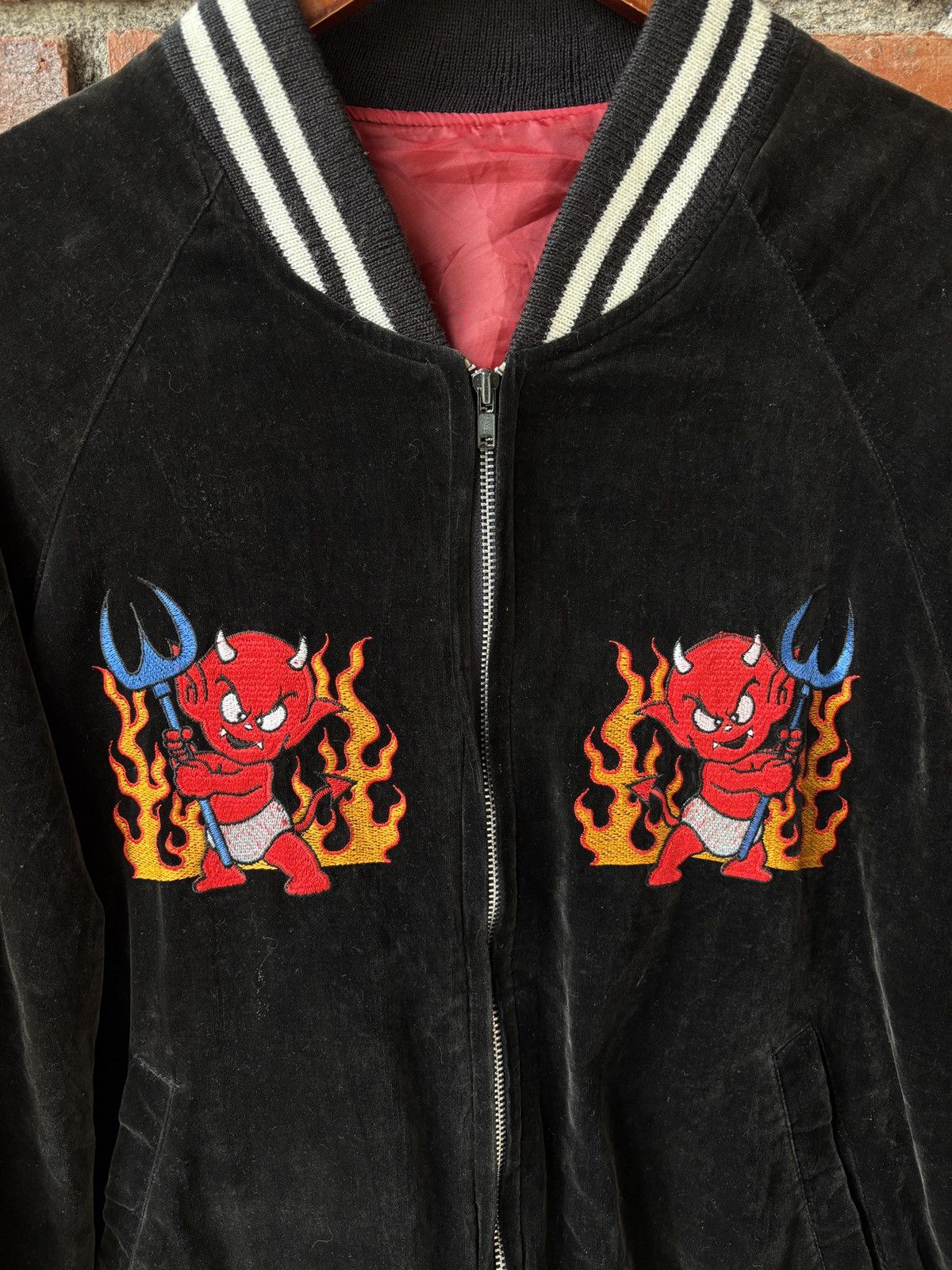 Japanese Brand × Vintage Vintage rare 80s great red hot power of devils sukajan jkt Size US M / EU 48-50 / 2 - 5 Thumbnail