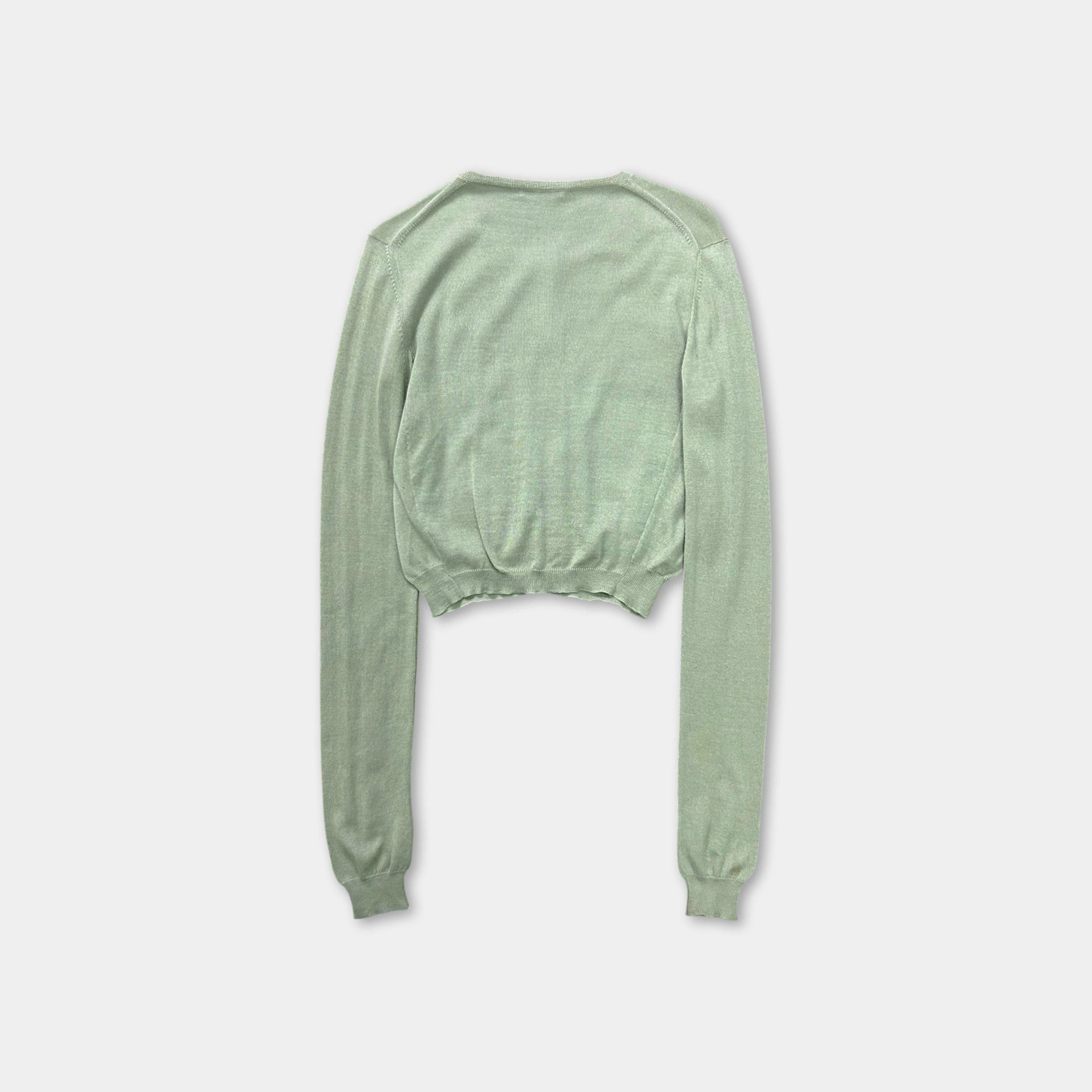 Prada Prada Cropped Green Knit Cardigan Size S / US 4 / IT 40 - 5 Thumbnail