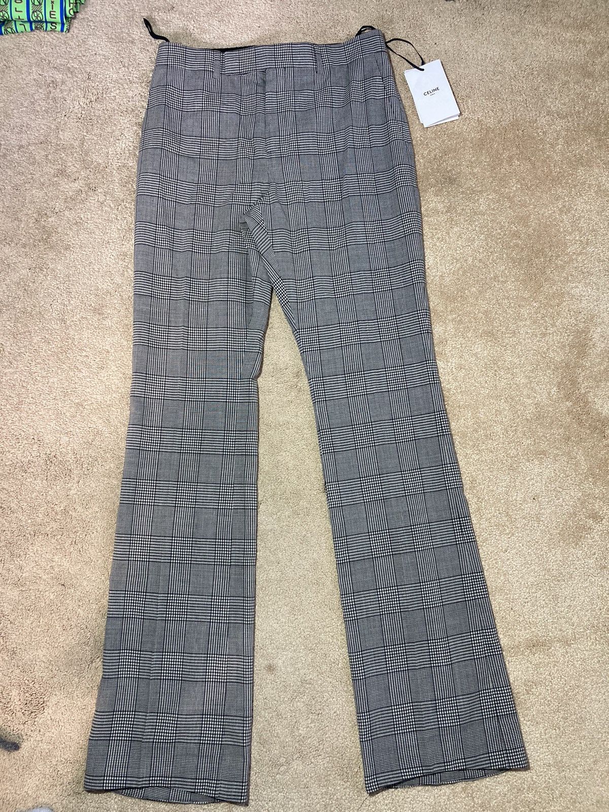 Celine × Hedi Slimane New SS23 Celine Prince of Wales Plaid Pattern Flare 2023 90s Size US 30 / EU 46 - 2 Thumbnail