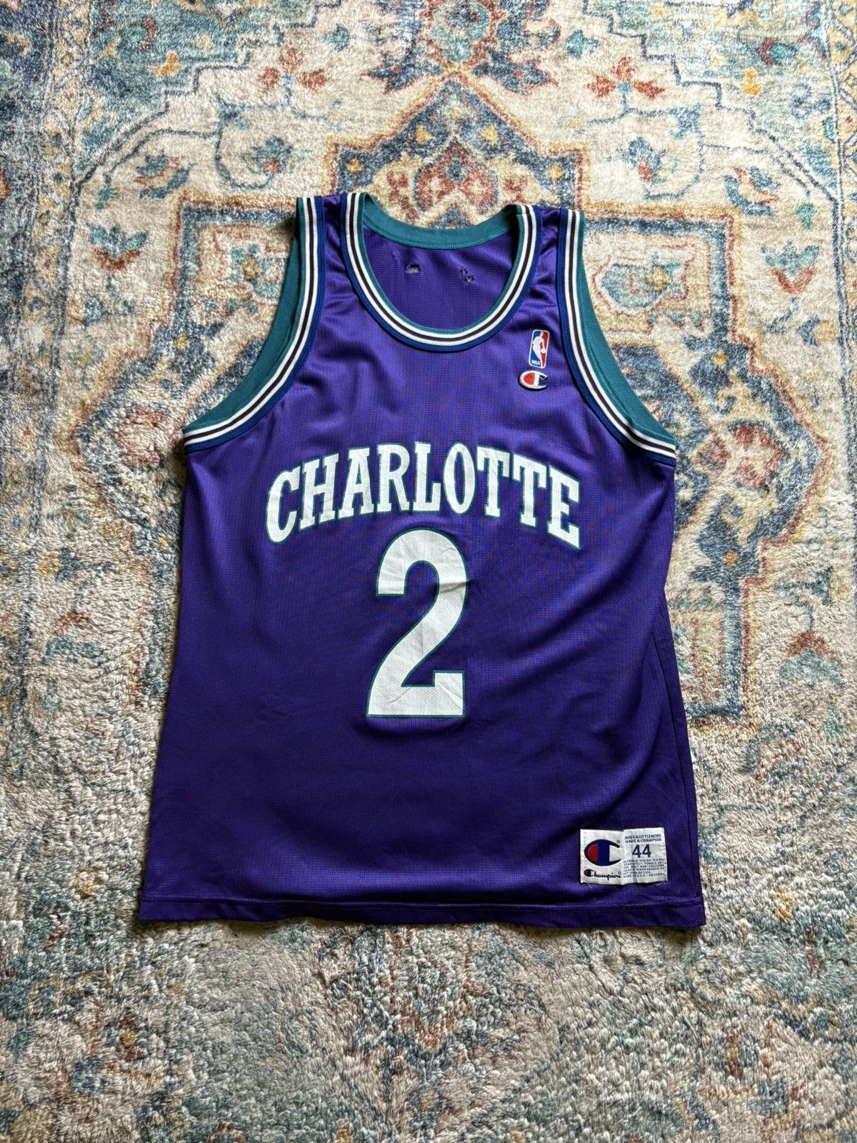 Vintage Champion NBA Charlotte Hornets Larry Johnson Jersey