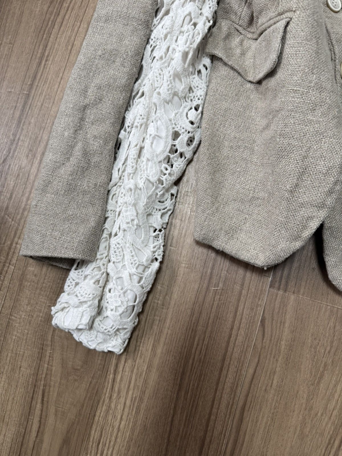 Comme des Garcons Comme des Garçons SS26 Deconstructed Lace Panel Linen Blazer Size US S / EU 44-46 / 1 - 7 Thumbnail