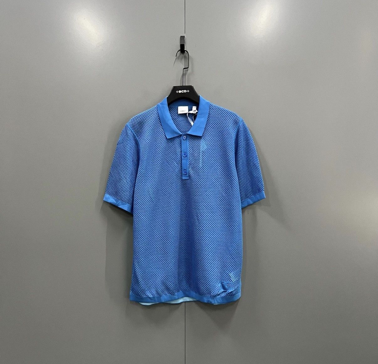 Burberry Burberry Blue Mesh Short-Sleeve Polo Shirt J41 Size US M / EU 48-50 / 2 - 1 Thumbnail