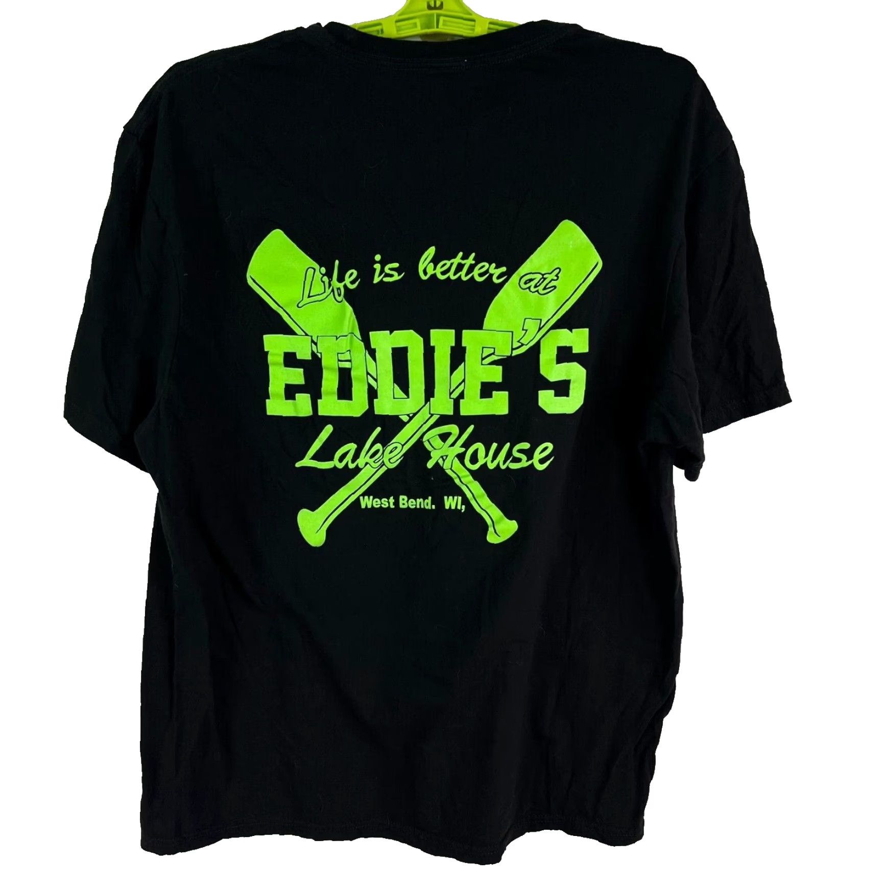 Vintage VINTAGE is not applicable; Eddie's Lake House Bar West Bend WI T-Shirt Adult XL Black Size US XL / EU 56 / 4 - 3 Thumbnail