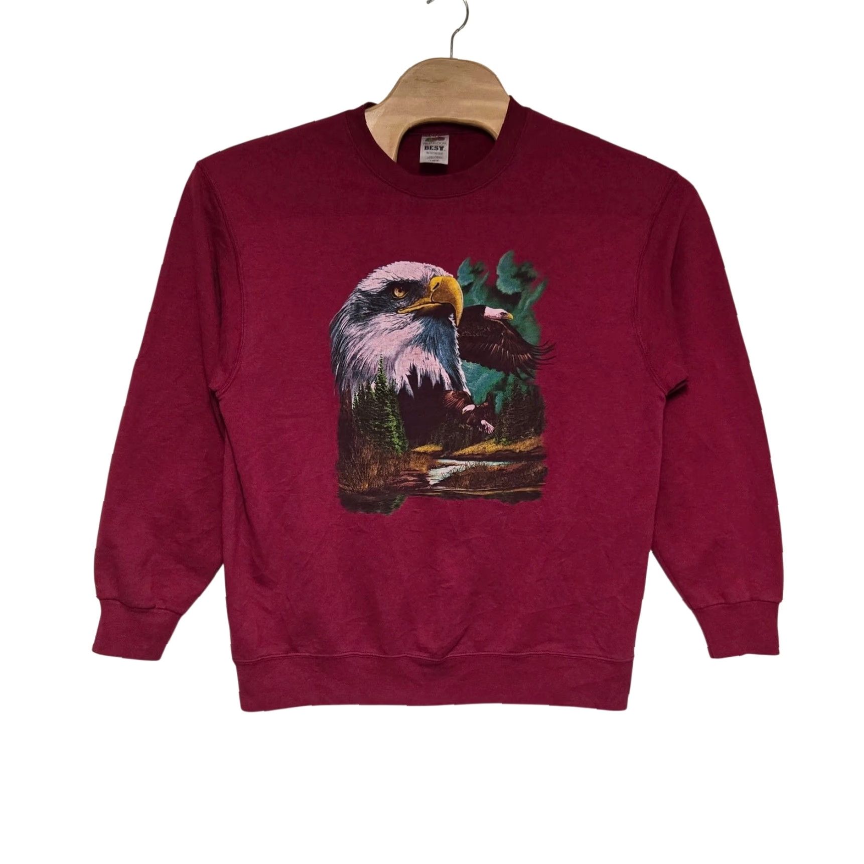 Fruit Of The Loom VINTAGE Bald Eagle Nature Sweatshirt Unisex Adults Large Red Mens Womens L Red Size US L / EU 52-54 / 3 - 2 Thumbnail