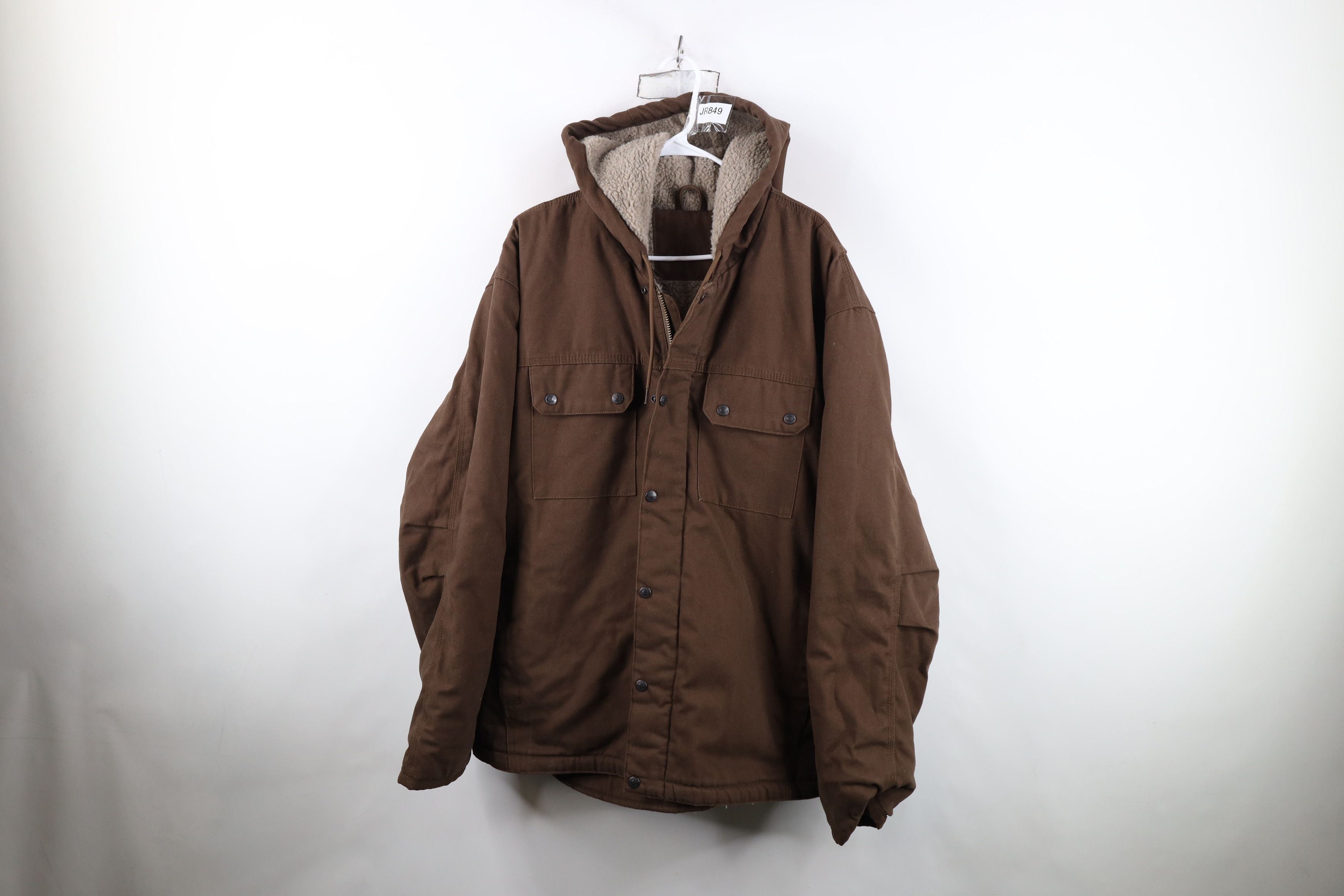 Vintage Vintage Y2K Streetwear Lined Canvas Hooded Jacket Brown Size US XXL / EU 58 / 5 - 1 Thumbnail