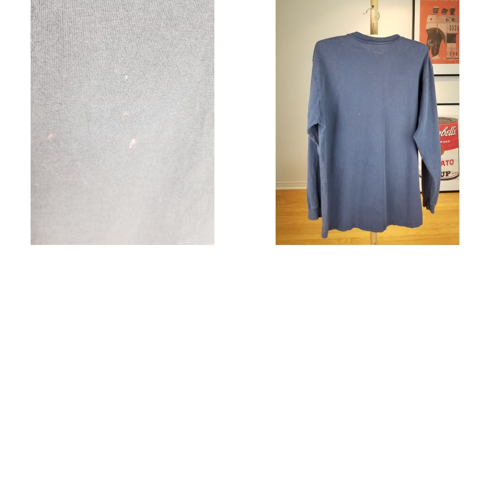 Carhartt VINTAGE Carhartt LONG SLEEVE T-SHIRT Polo Shirt Men L Blue One Pocket Trash**ed** Y2K Sun Fade Size US L / EU 52-54 / 3 - 9 Thumbnail