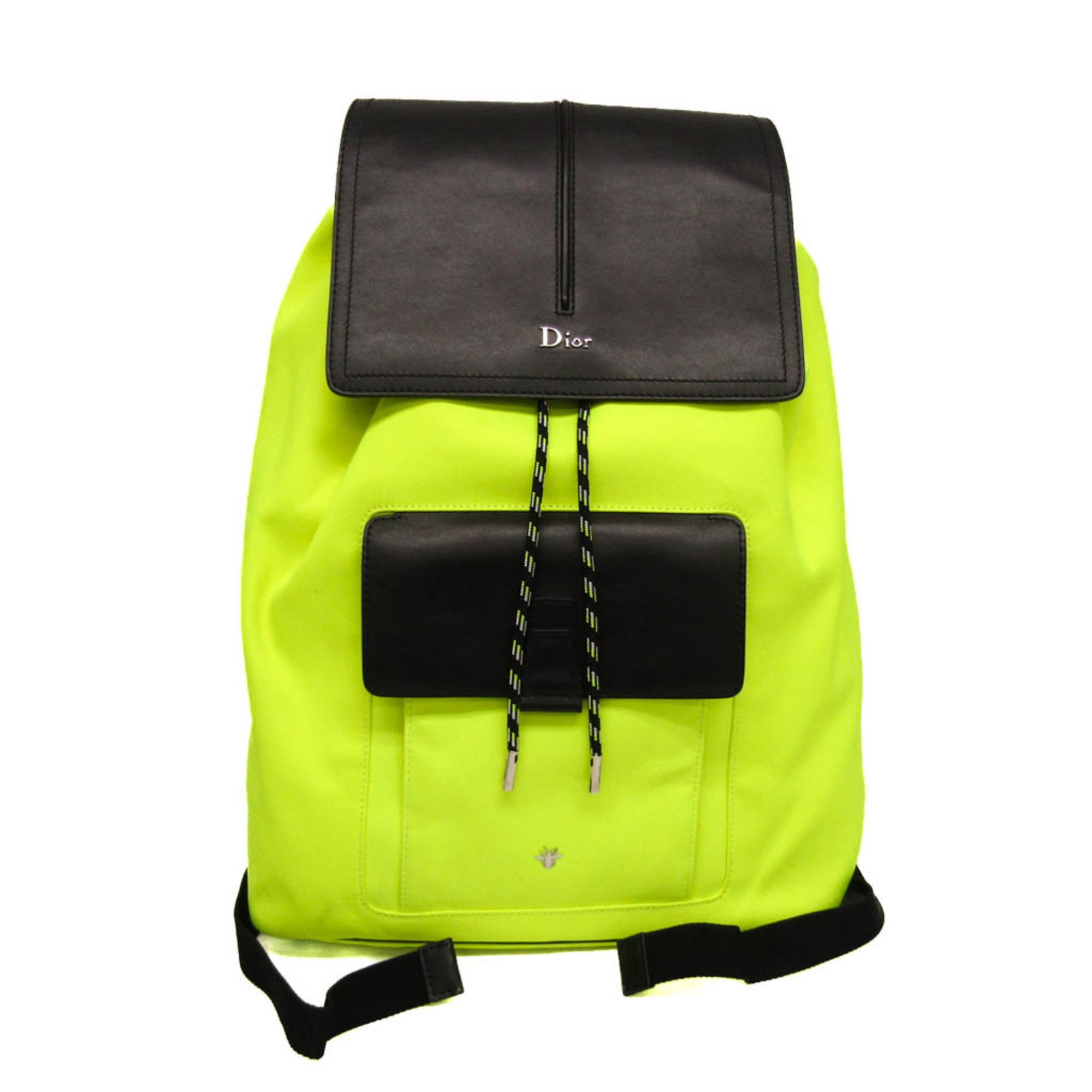 image of Christian Dior Monsieur Dior Homme Bee Motion Women,men Nylon Canvas,leather Backpack Black,yellow,