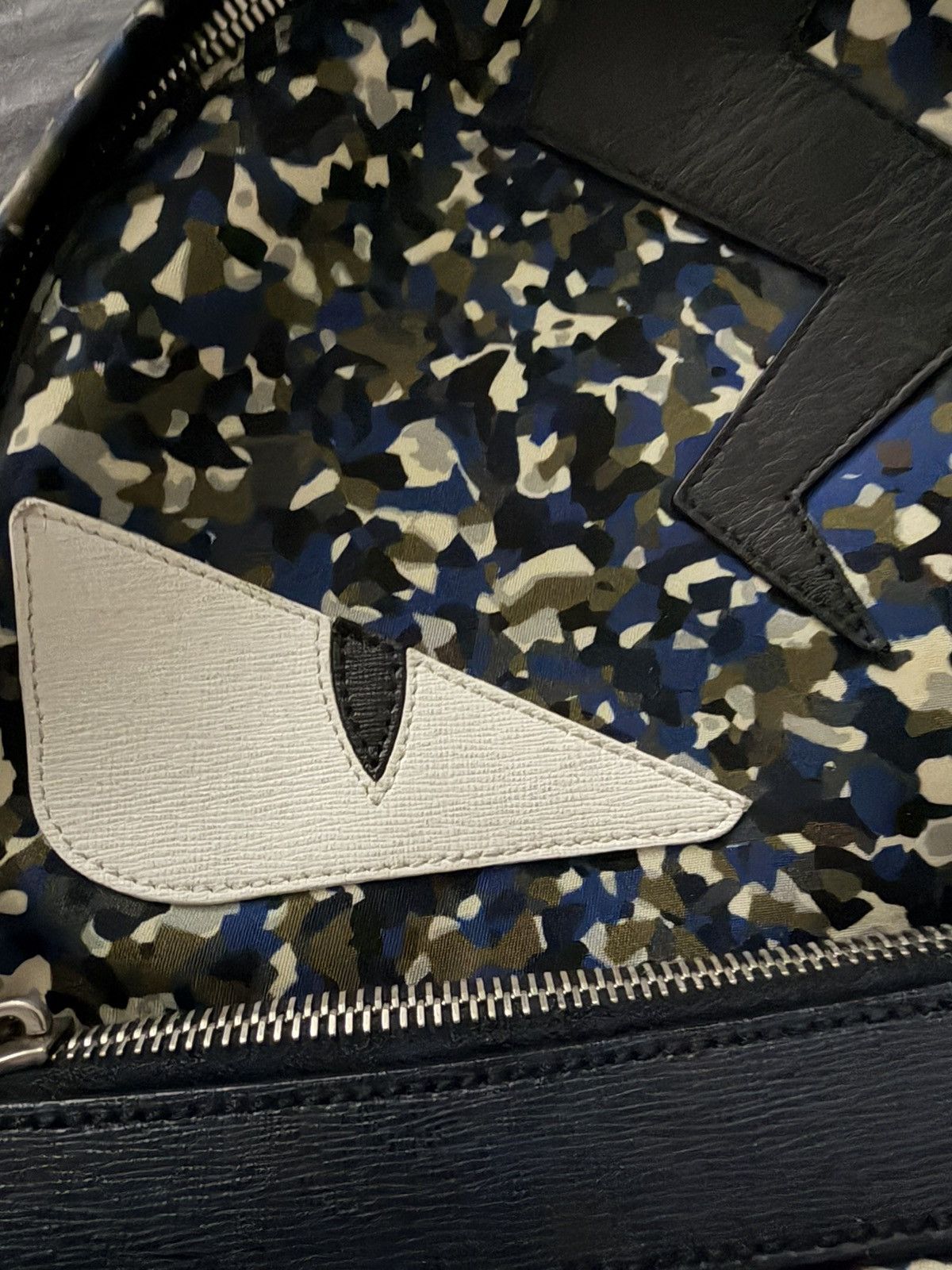 Fendi Fendi Monster Eyes Backpack Blue Camo Nylon Size ONE SIZE - 2 Thumbnail